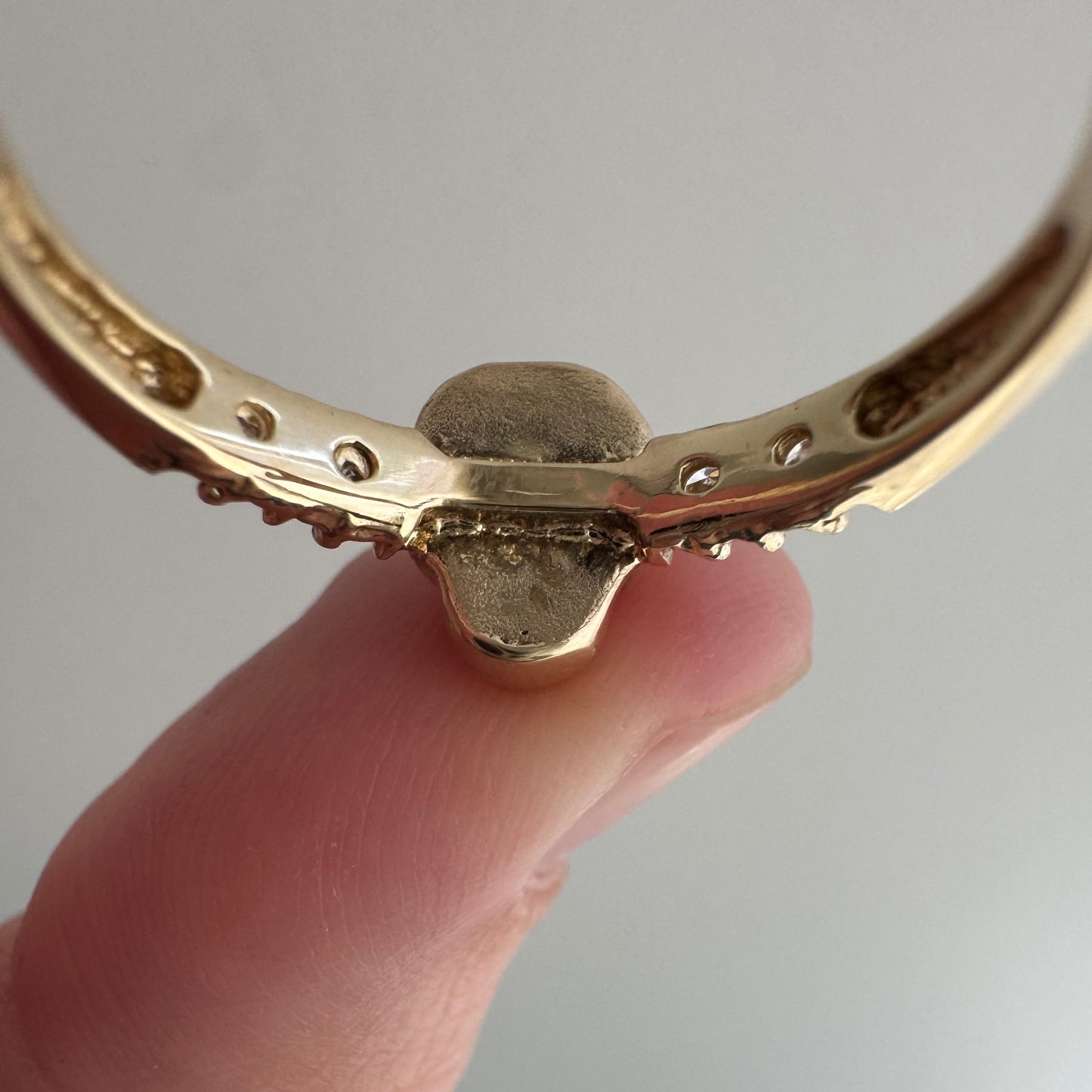 reimagined E S T A T E // memento mori / 14k and diamond half eternity skull stacking ring / size 8.25+