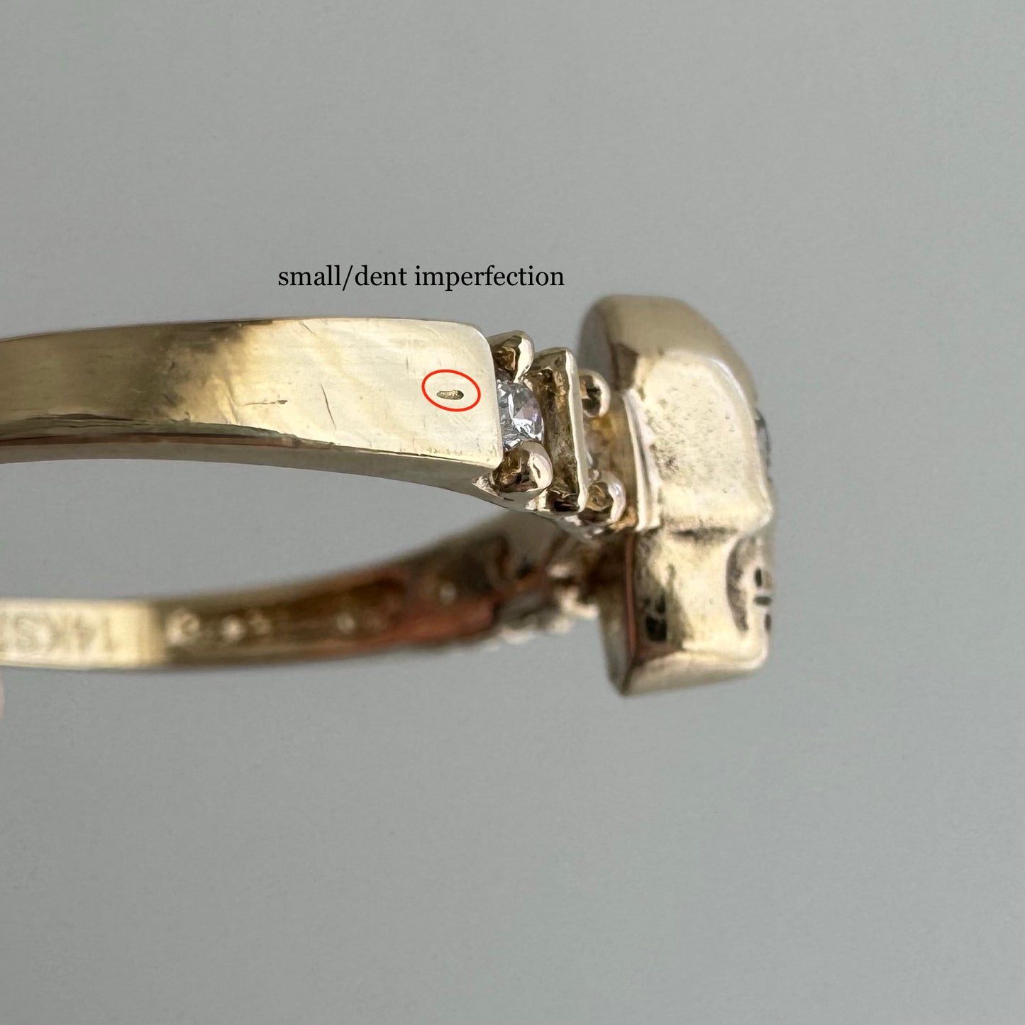 reimagined E S T A T E // memento mori / 14k and diamond half eternity skull stacking ring / size 8.25+