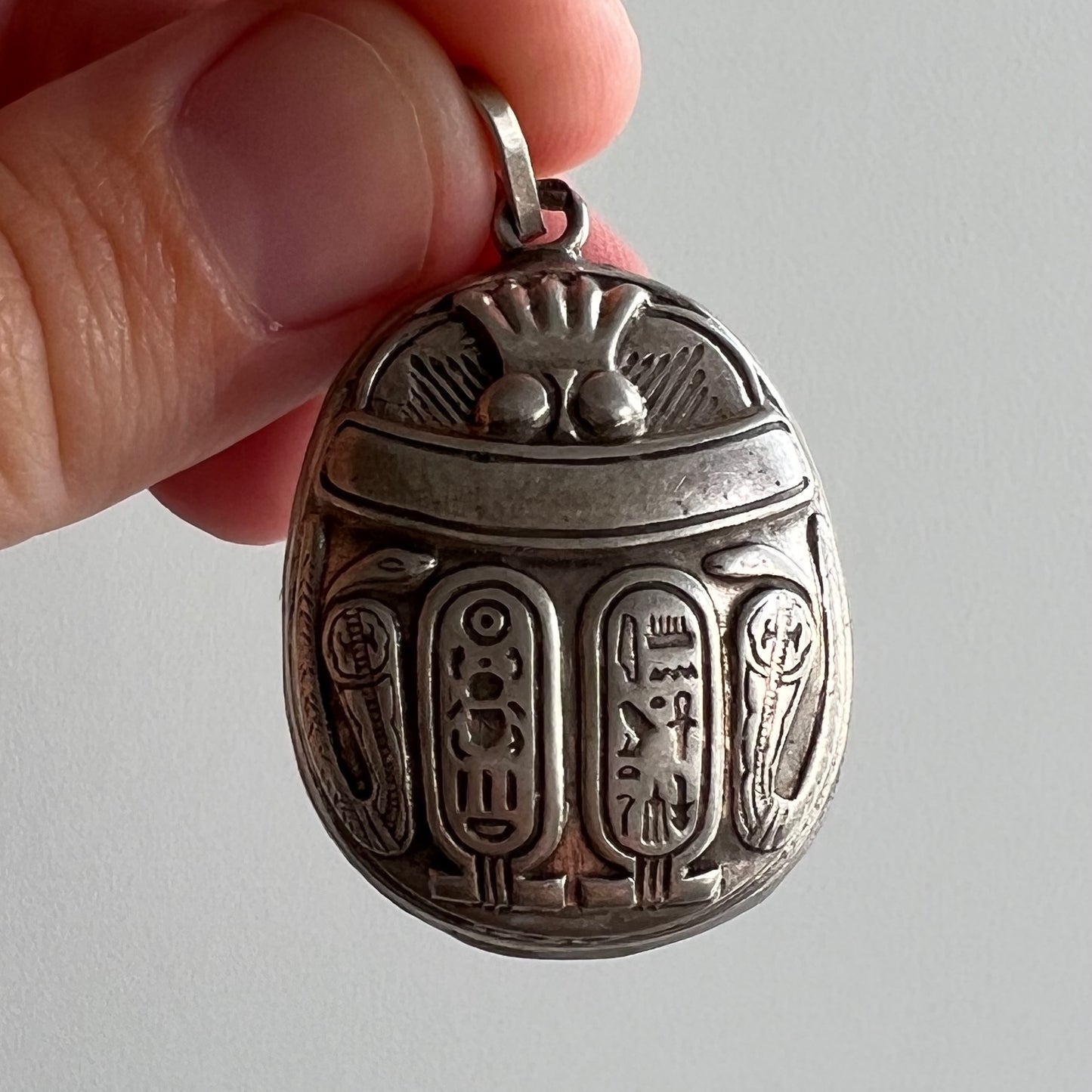 V I N T A G E // significant symbols / sterling silver scarab / large pendant