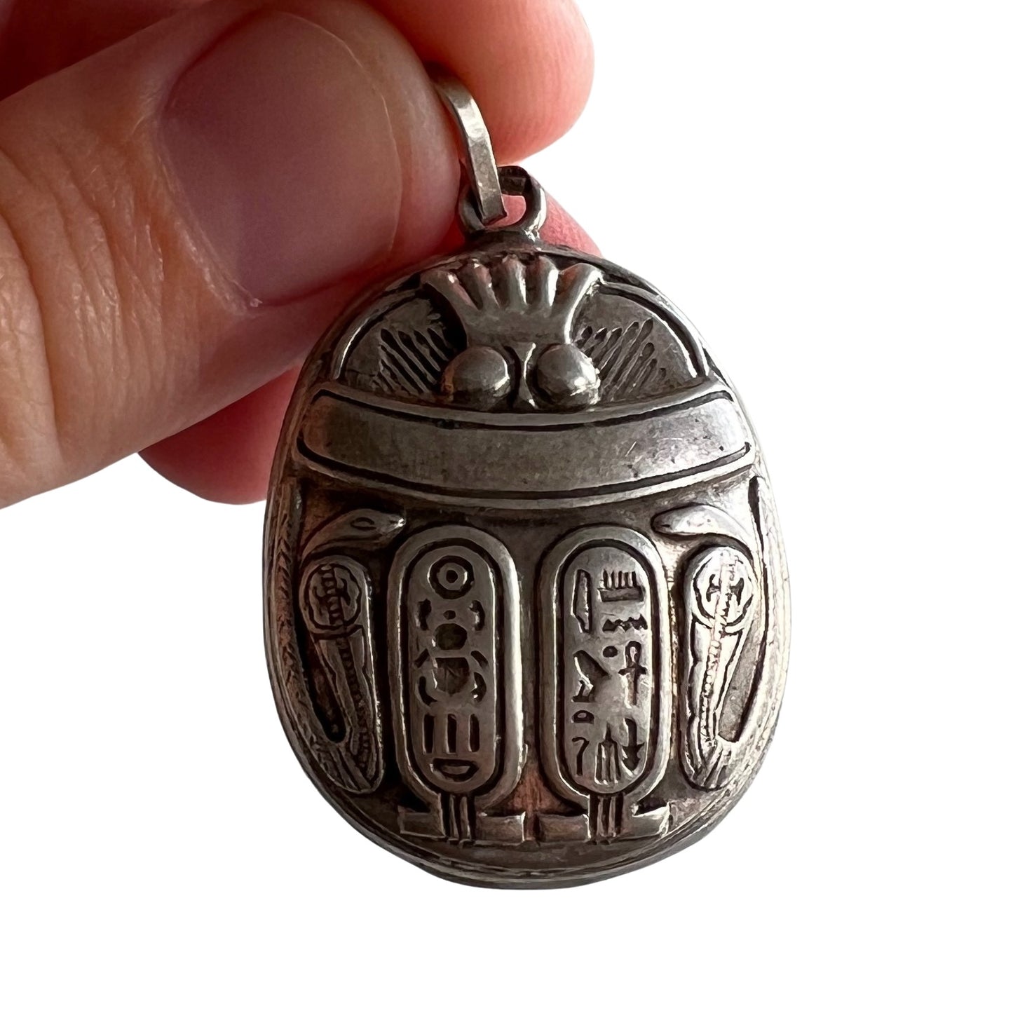 V I N T A G E // significant symbols / sterling silver scarab / large pendant