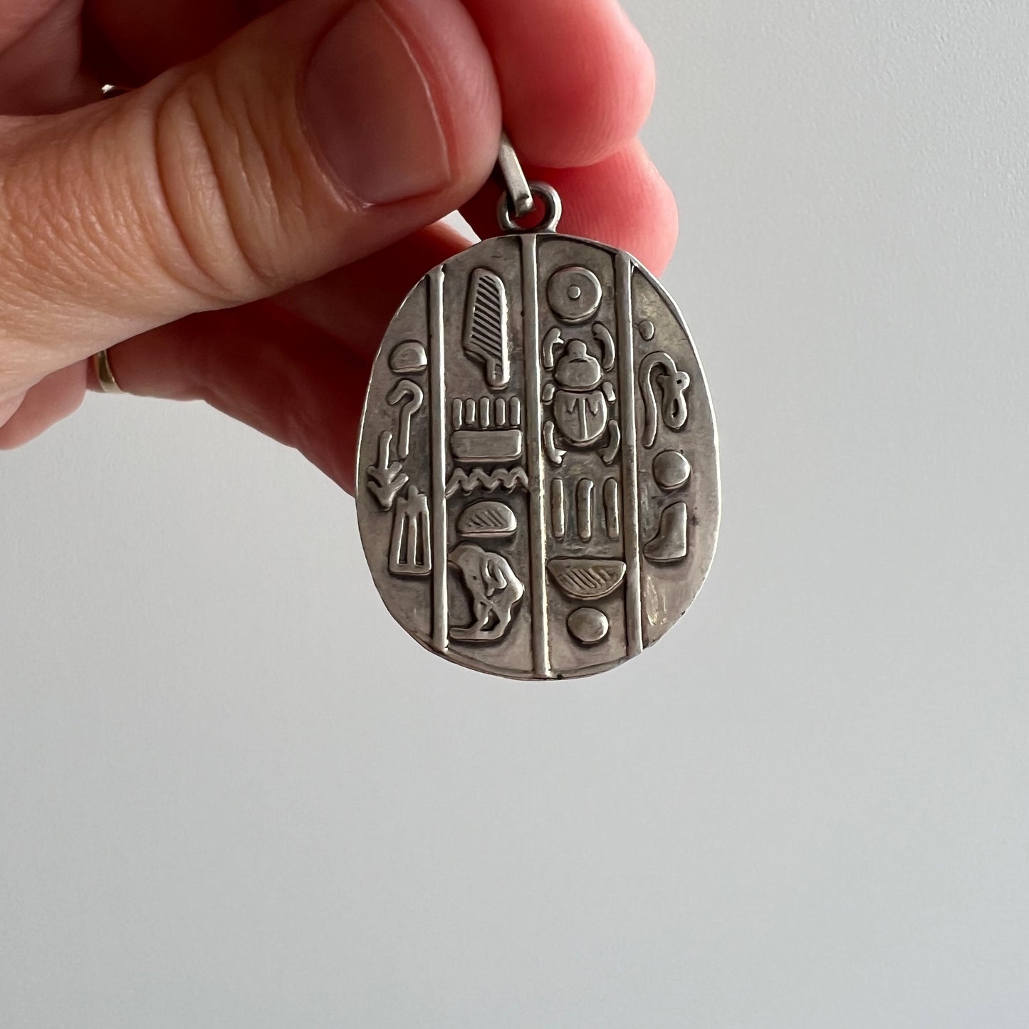 V I N T A G E // significant symbols / sterling silver scarab / large pendant