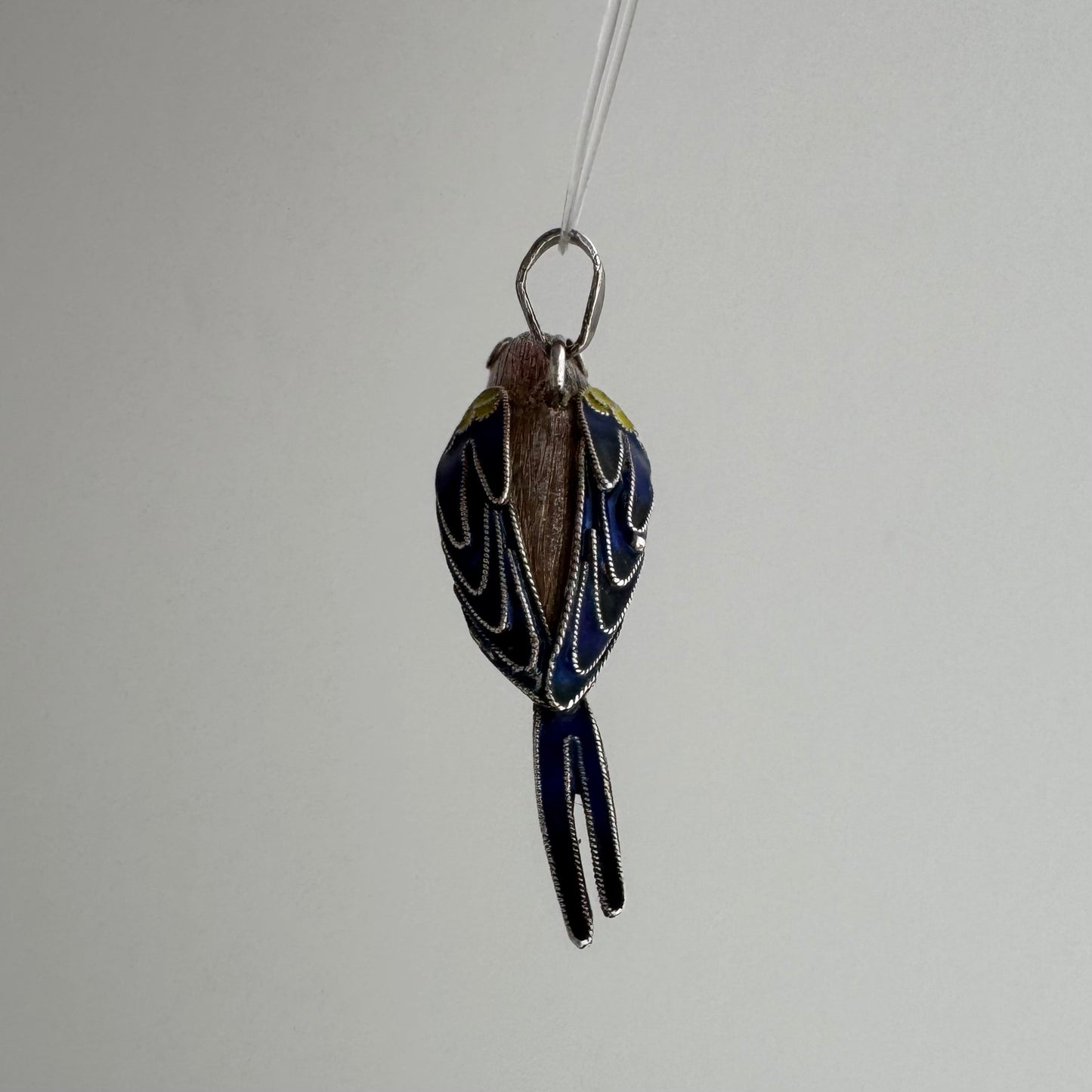 V I N T A G E // winged determination / silver and cloisonne bird / a pendant