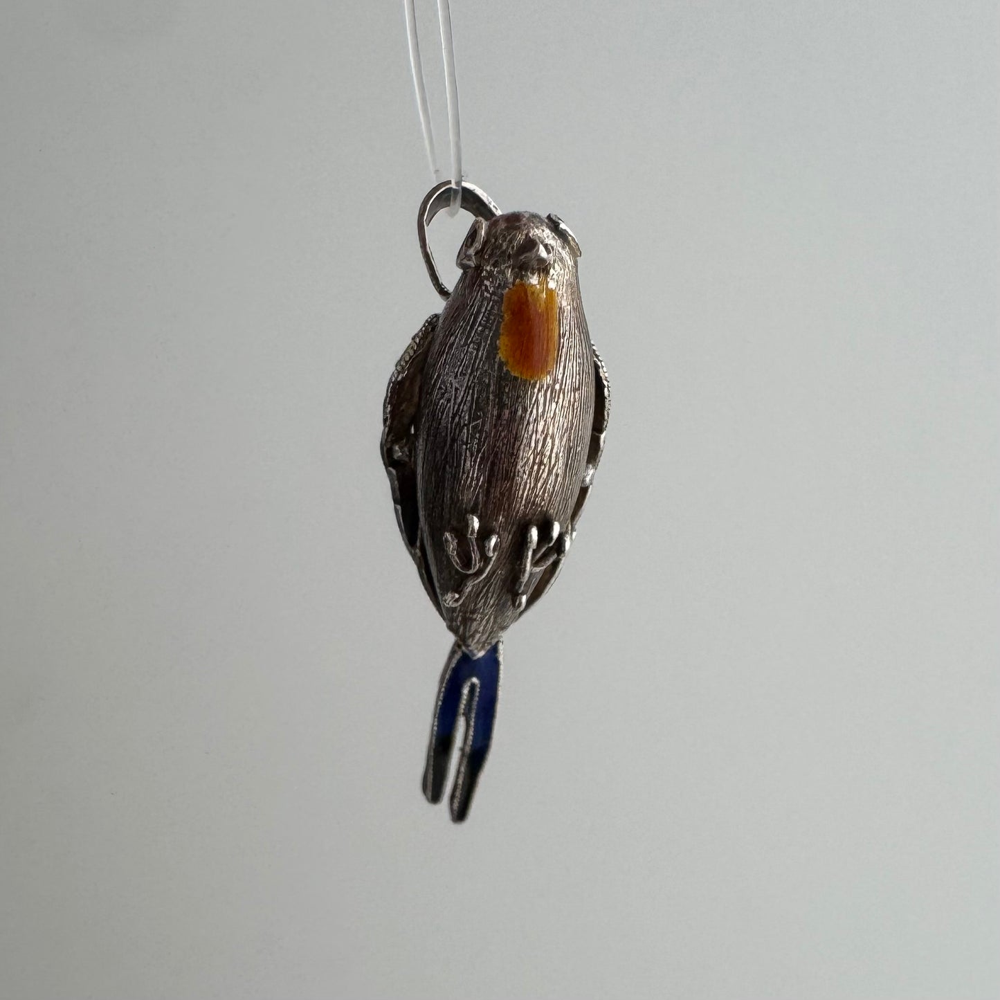 V I N T A G E // winged determination / silver and cloisonne bird / a pendant