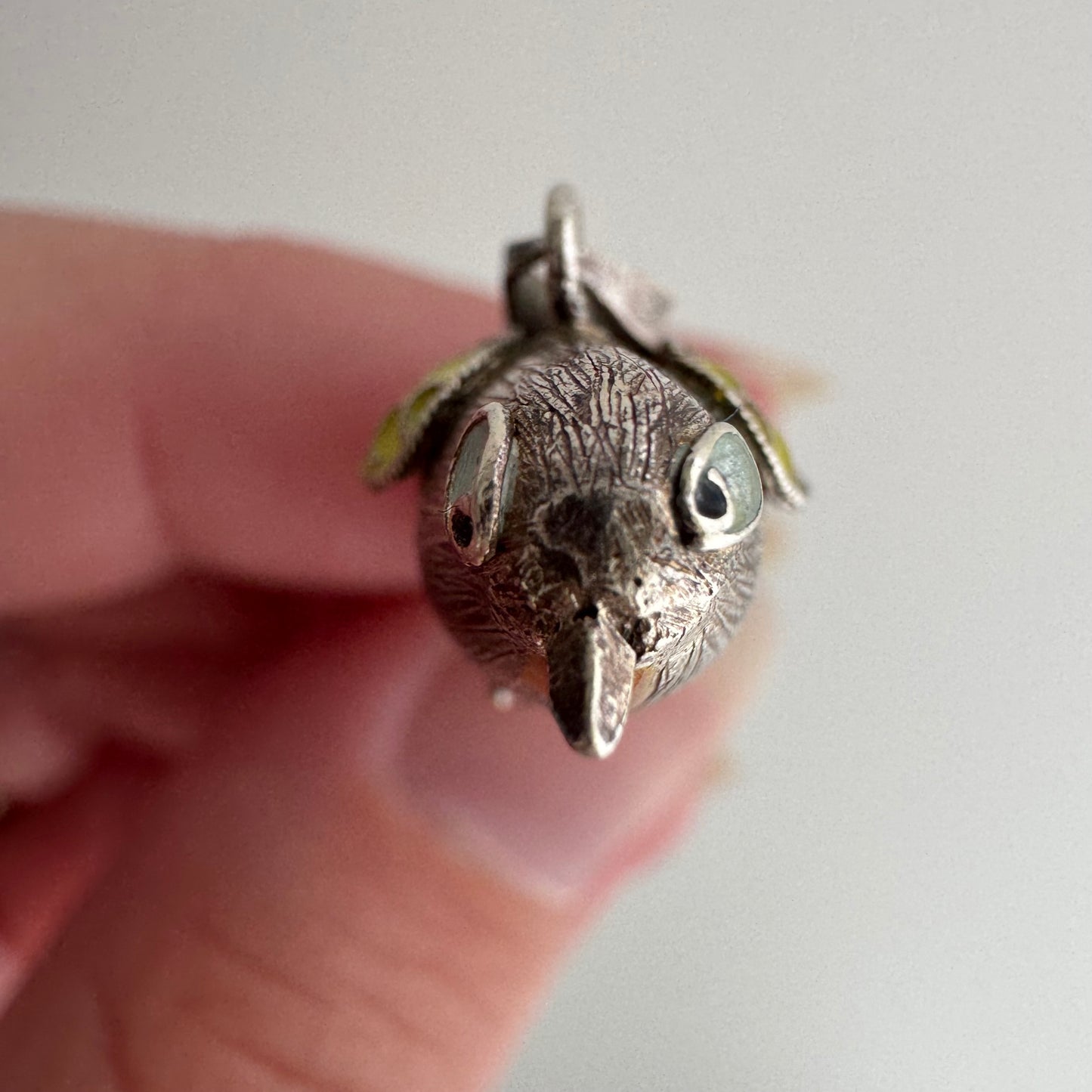 V I N T A G E // winged determination / silver and cloisonne bird / a pendant