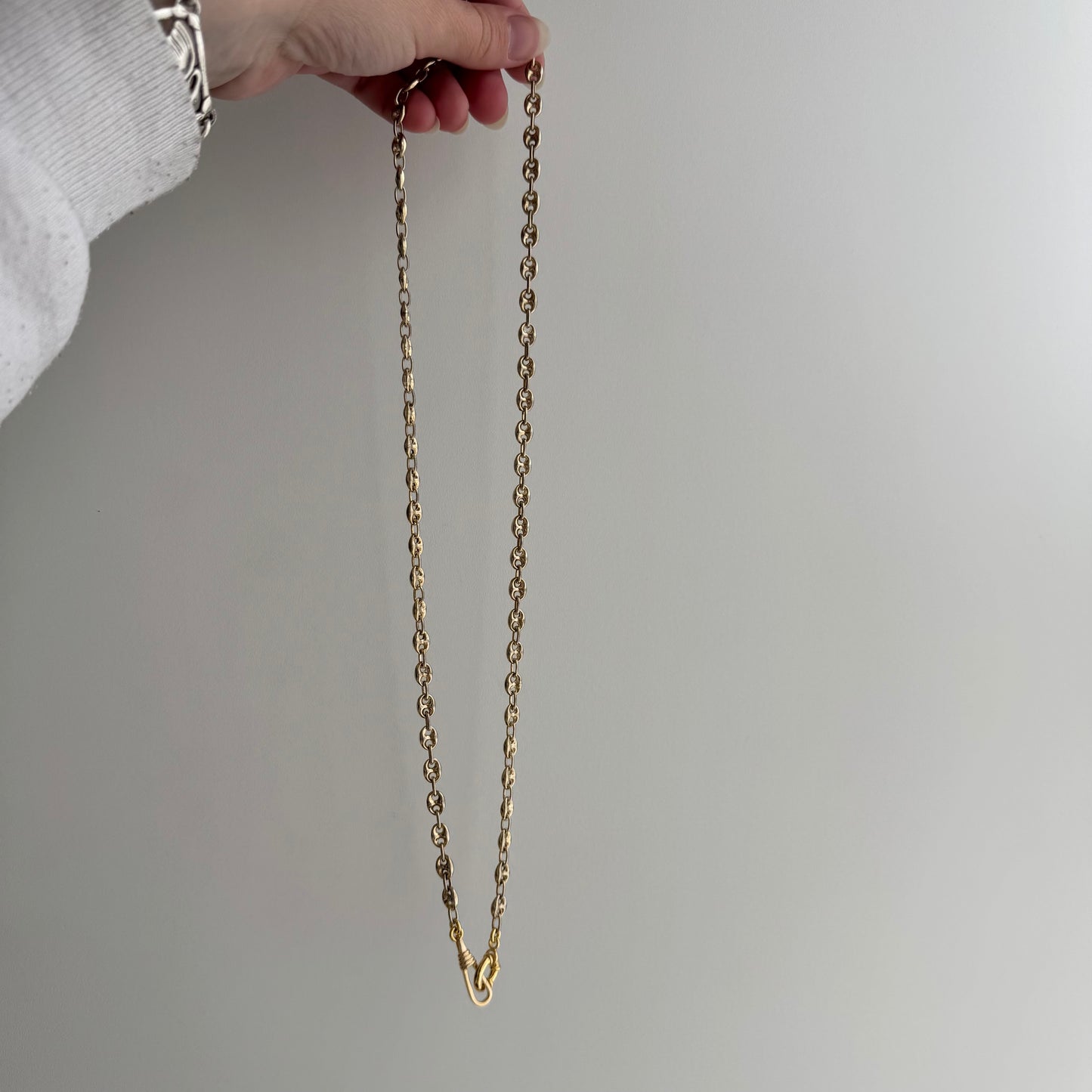 reimagined V I N T A G E // modern day watch chain / re-worked gold over sterling silver puffy mariner link chain / 25.5", 24.3g