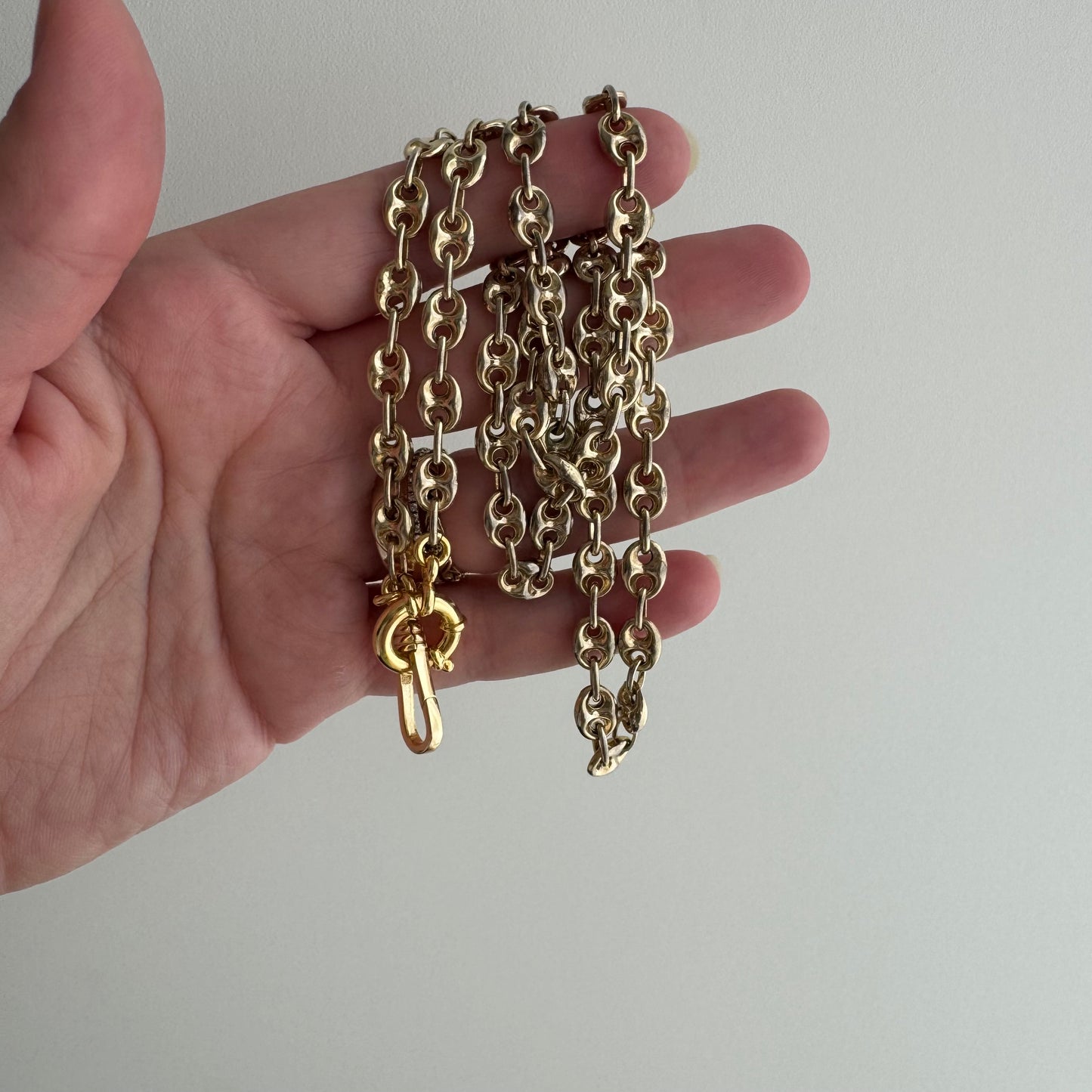 reimagined V I N T A G E // modern day watch chain / re-worked gold over sterling silver puffy mariner link chain / 25.5", 24.3g