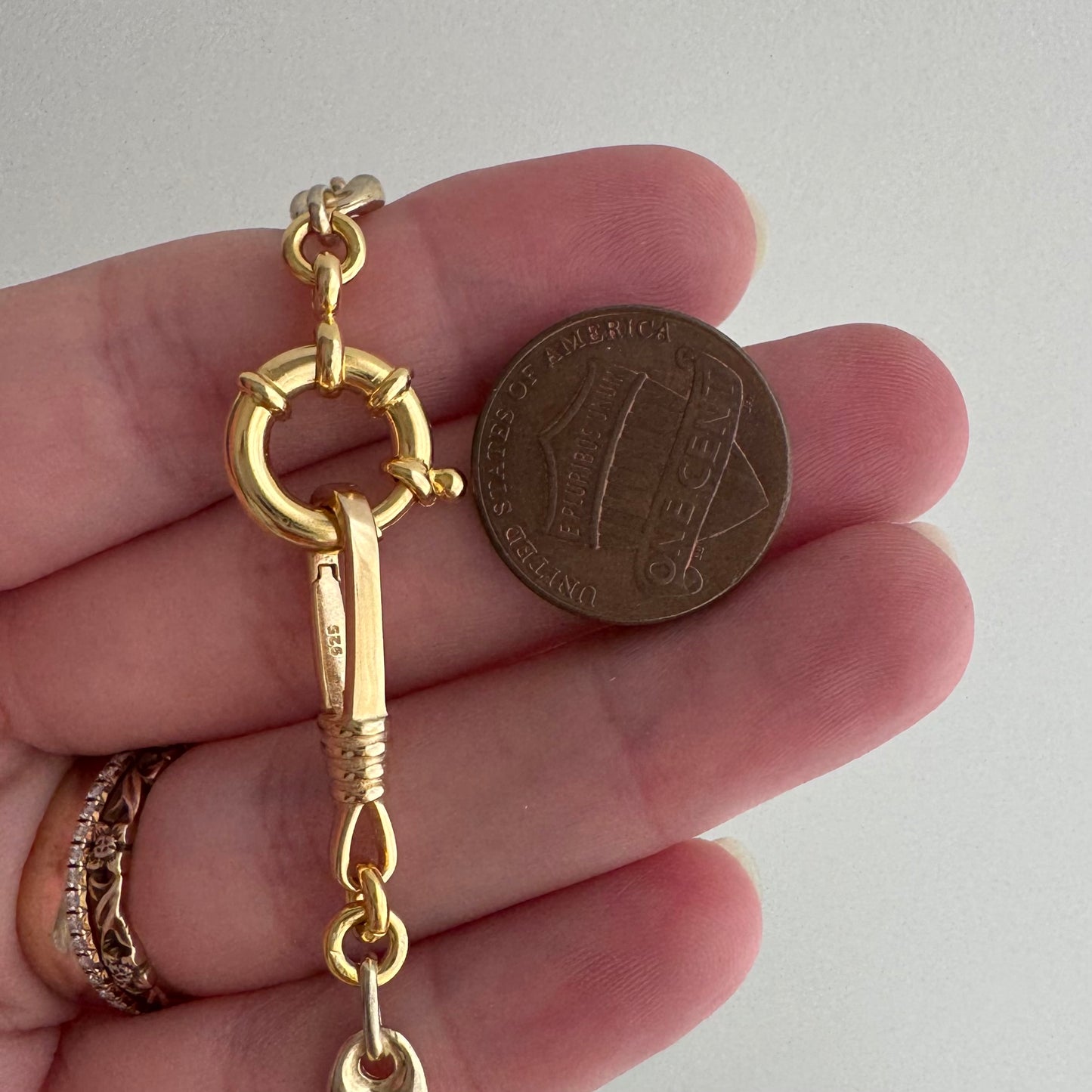 reimagined V I N T A G E // modern day watch chain / re-worked gold over sterling silver puffy mariner link chain / 25.5", 24.3g