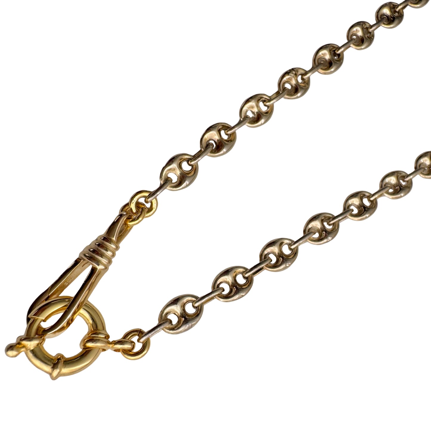reimagined V I N T A G E // modern day watch chain / re-worked gold over sterling silver puffy mariner link chain / 25.5", 24.3g