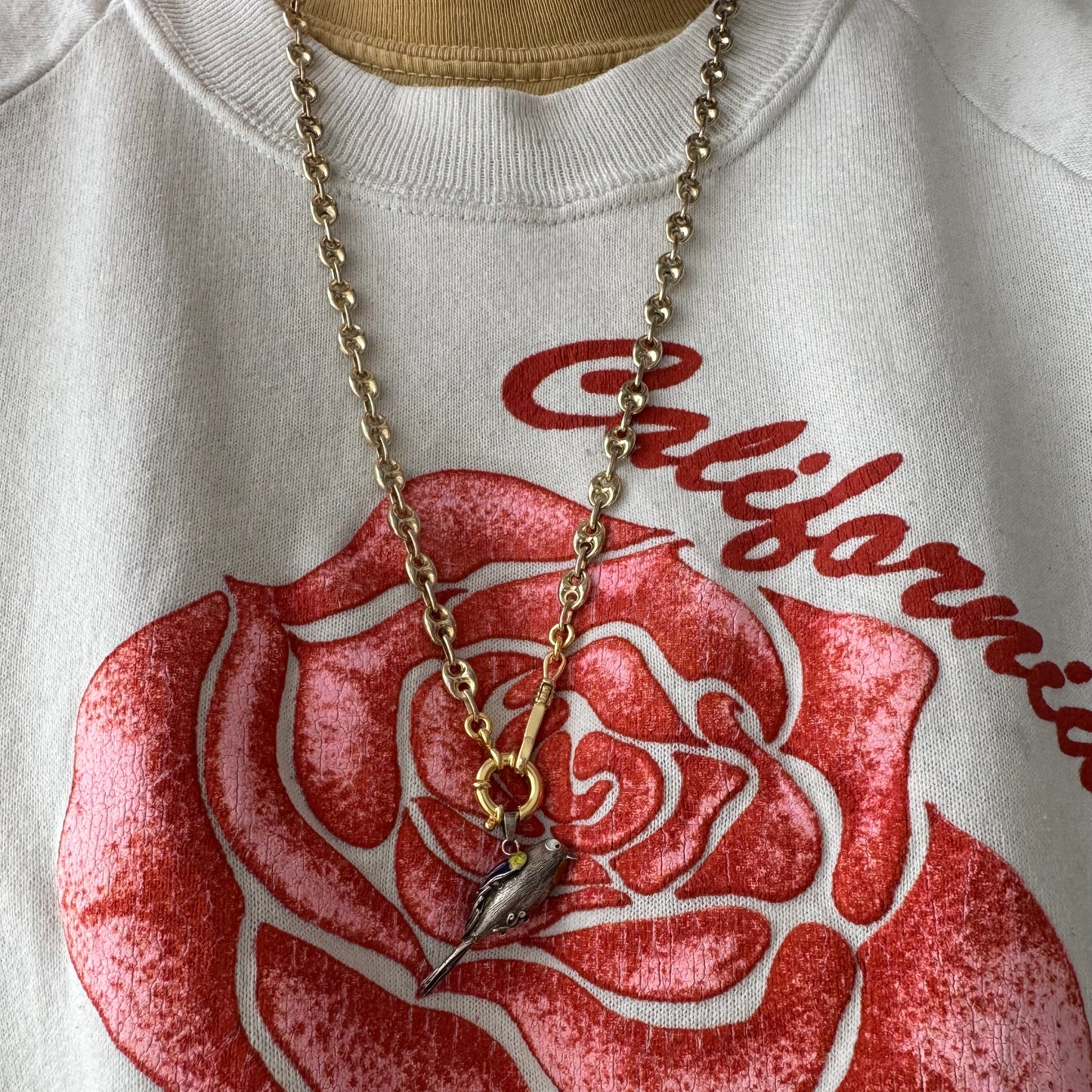 reimagined V I N T A G E // modern day watch chain / re-worked gold over sterling silver puffy mariner link chain / 25.5", 24.3g