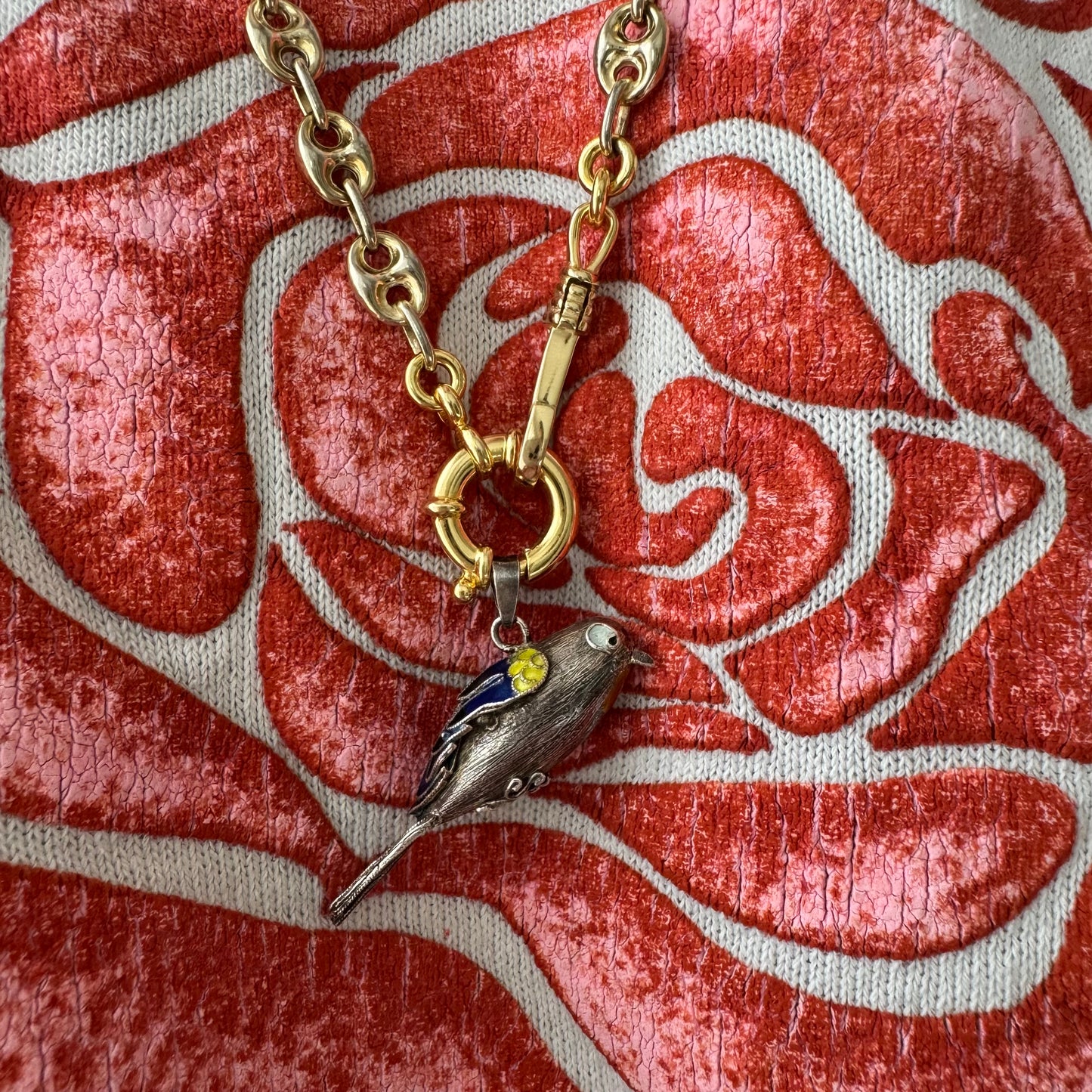 reimagined V I N T A G E // modern day watch chain / re-worked gold over sterling silver puffy mariner link chain / 25.5", 24.3g