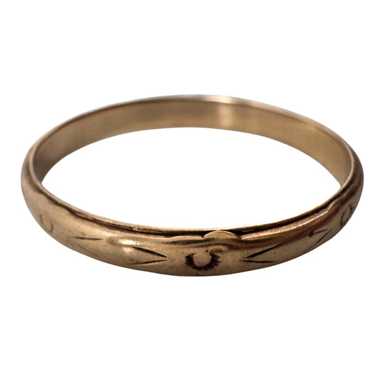 V I N T A G E // fading blooms / 10k yellow gold floral blossom patterned eternity band / size 9.75