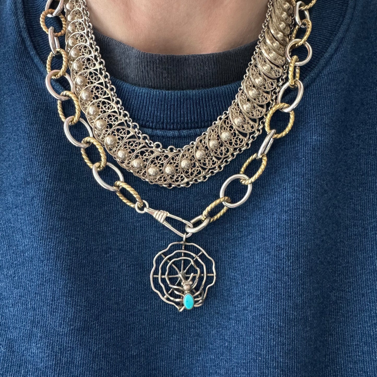 reimagined V I N T A G E // modern day watch chain / chunky sterling silver alternating cable chain with new dog clip clasp / 20", 65.5g