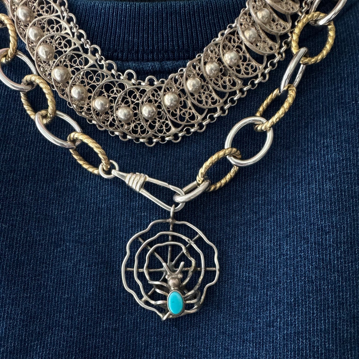 reimagined V I N T A G E // modern day watch chain / chunky sterling silver alternating cable chain with new dog clip clasp / 20", 65.5g