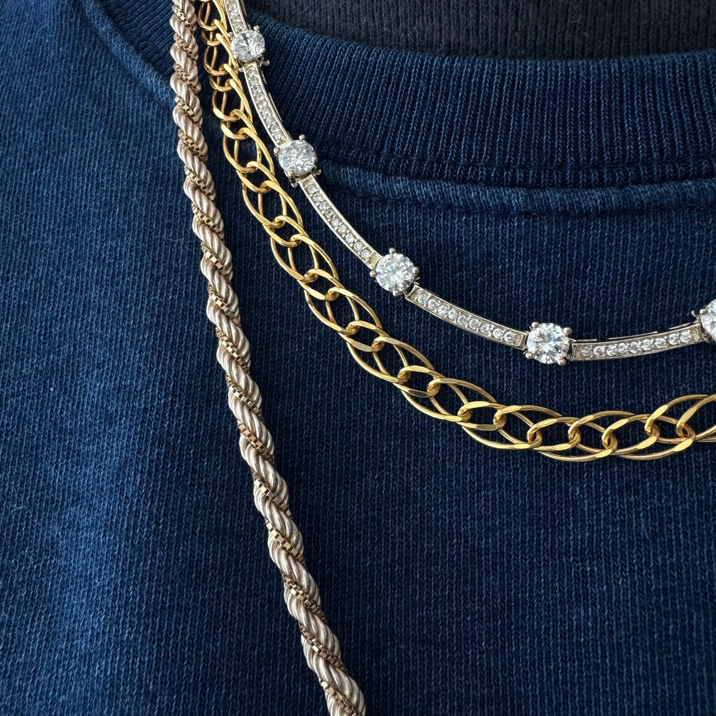 V I N T A G E // do the twist / sterling silver rope and gold vermeil box twist chain / 22.25", 20.8g