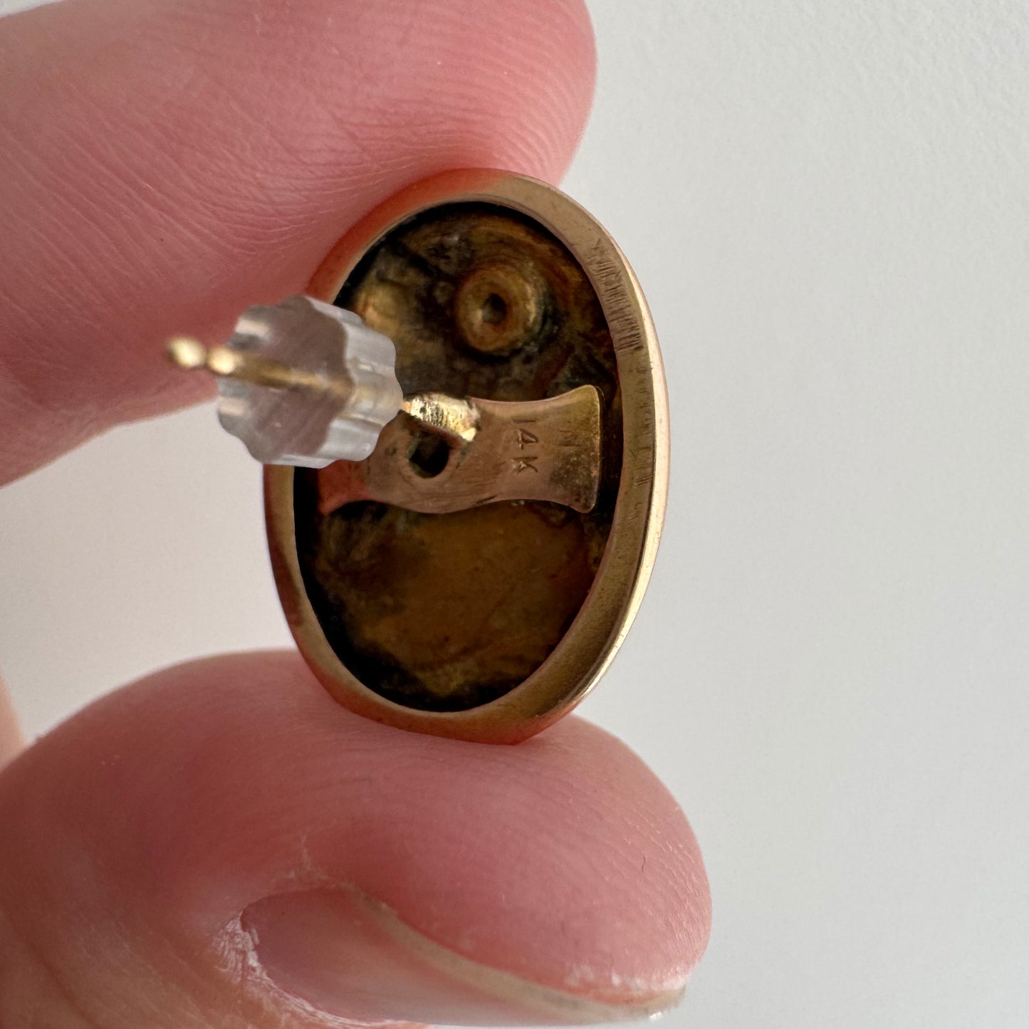 reimagined A N T I Q U E // maybe Hera / 14k Greek goddess cufflink conversion earrings