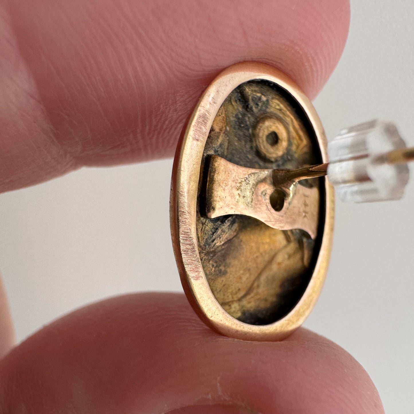 reimagined A N T I Q U E // maybe Hera / 14k Greek goddess cufflink conversion earrings