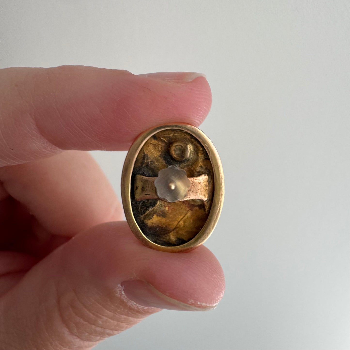 reimagined A N T I Q U E // maybe Hera / 14k Greek goddess cufflink conversion earrings