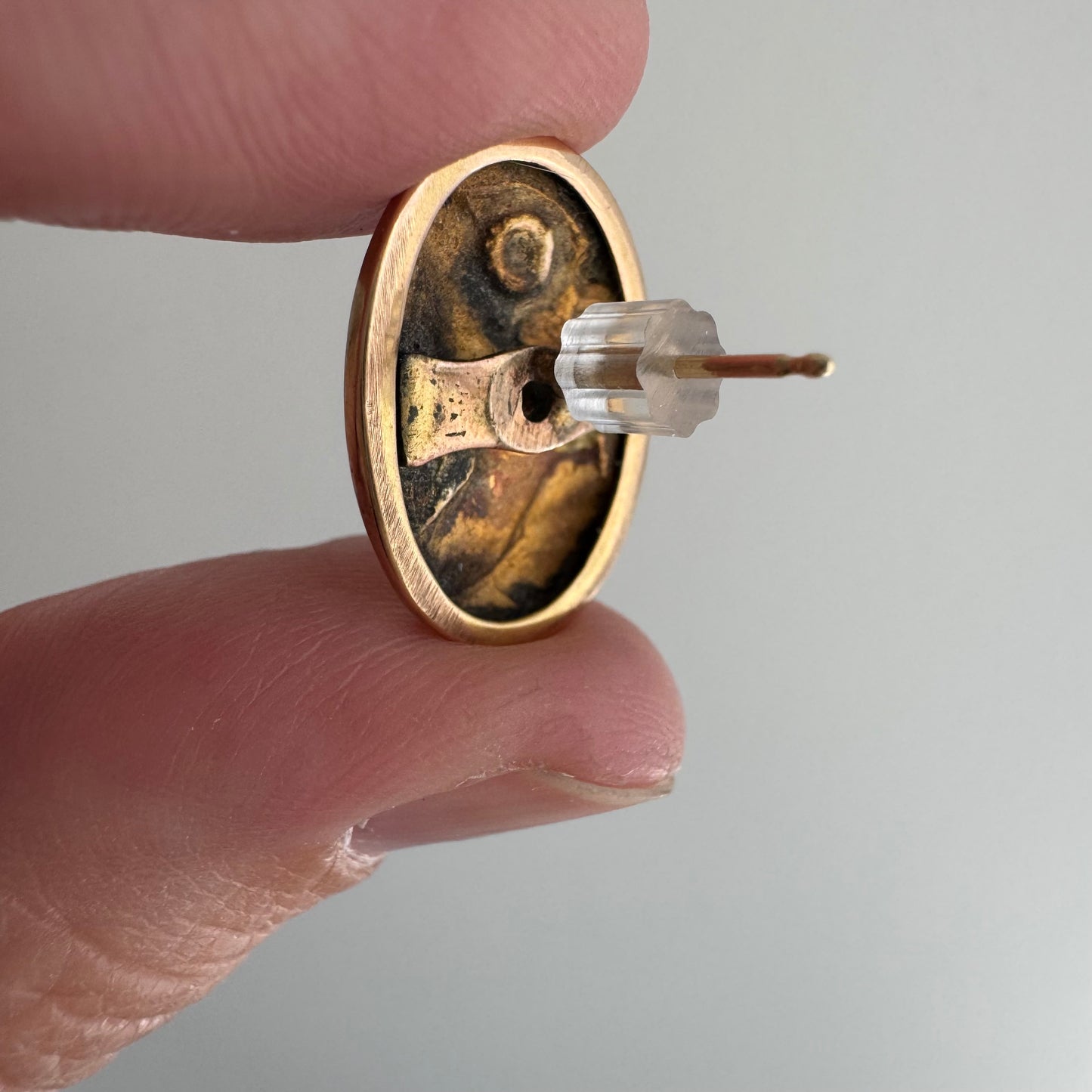 reimagined A N T I Q U E // maybe Hera / 14k Greek goddess cufflink conversion earrings