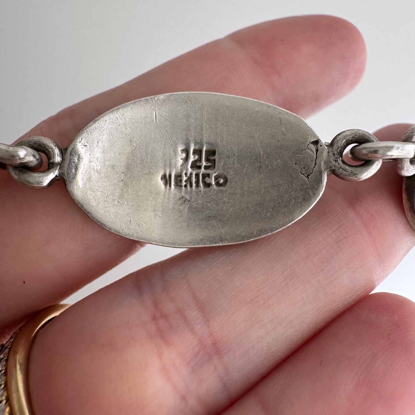 V I N T A G E // big cat links / sterling silver panther oval link bracelet / ~7.5", 30.6g