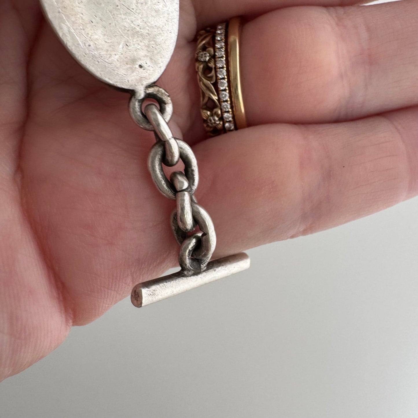 V I N T A G E // big cat links / sterling silver panther oval link bracelet / ~7.5", 30.6g