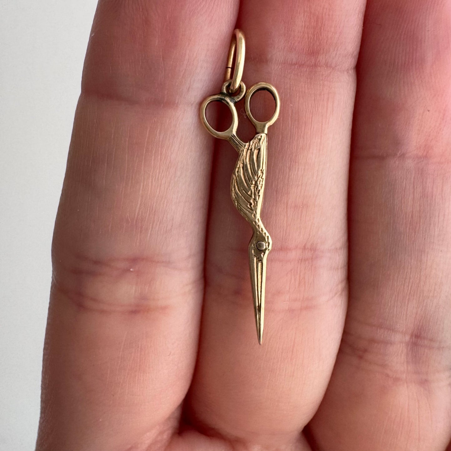 A N T I Q U E // stork origin story / 14k victorian era moving stork scissors / a charm or pendant