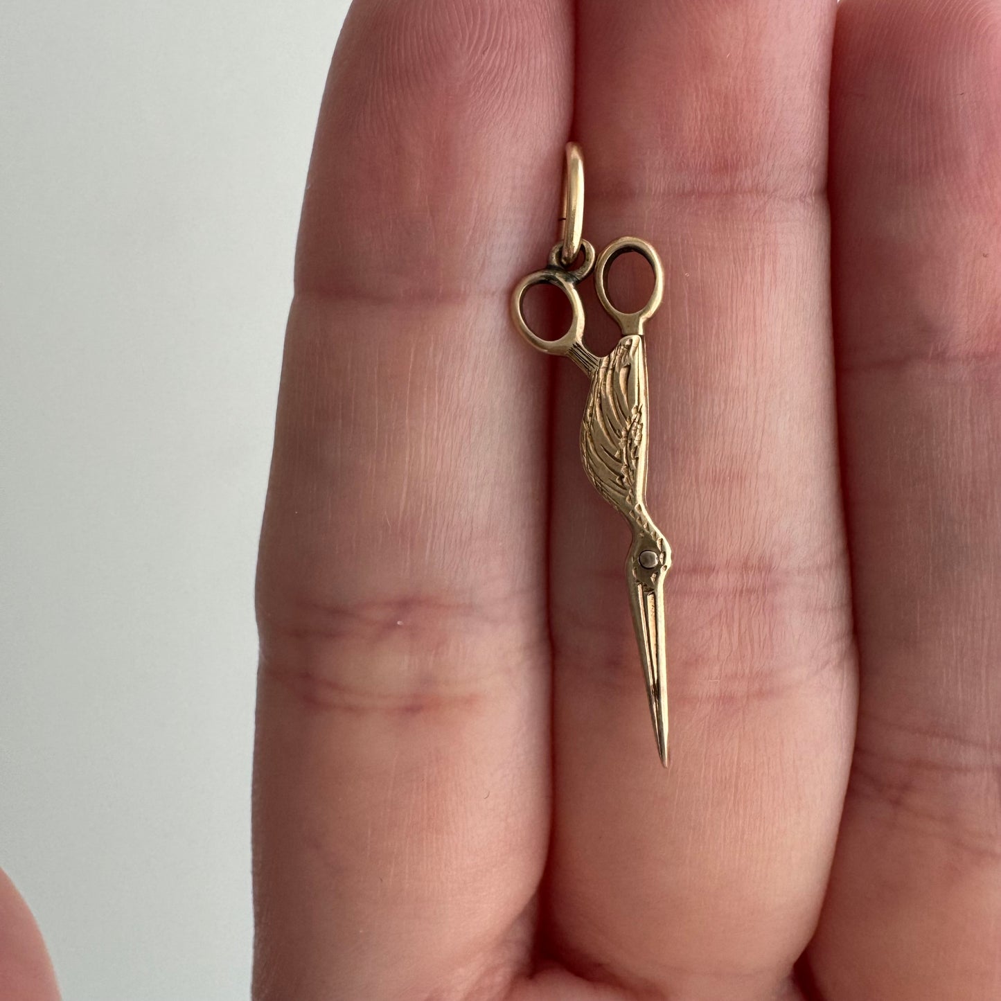 A N T I Q U E // stork origin story / 14k victorian era moving stork scissors / a charm or pendant