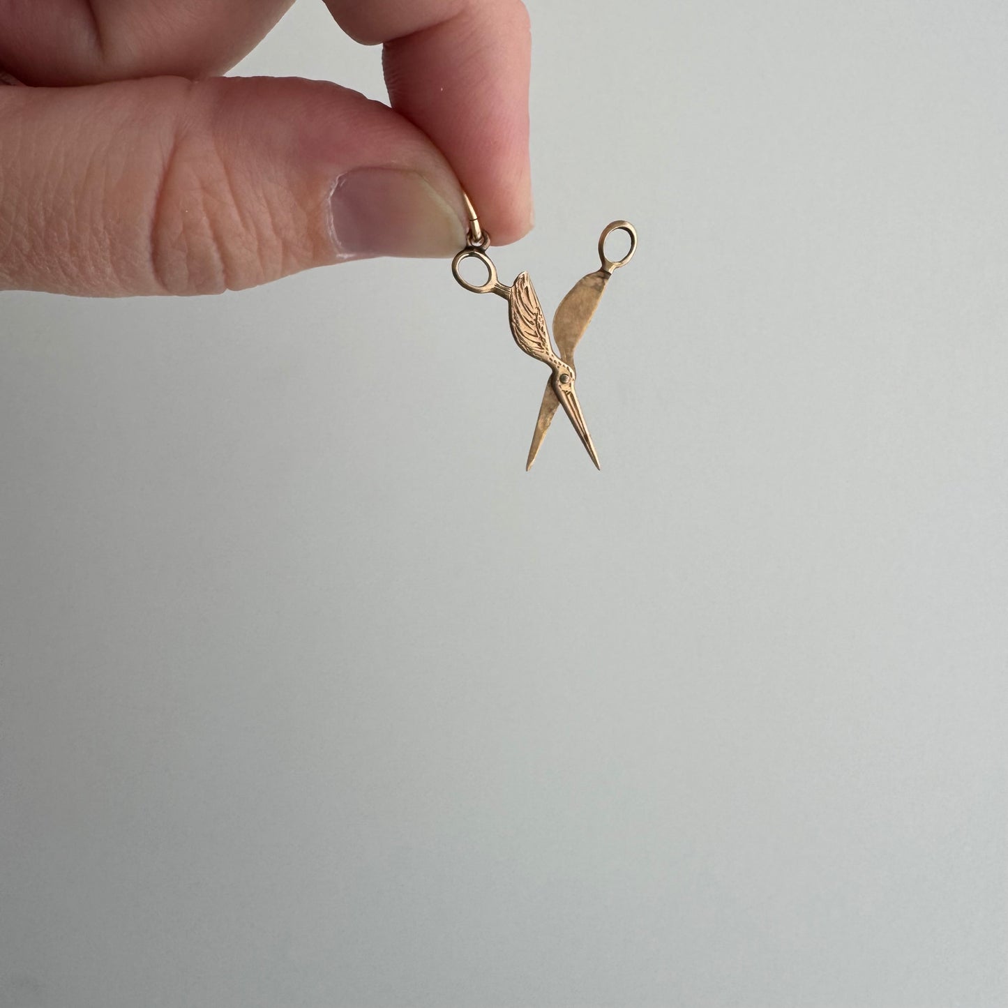 A N T I Q U E // stork origin story / 14k victorian era moving stork scissors / a charm or pendant