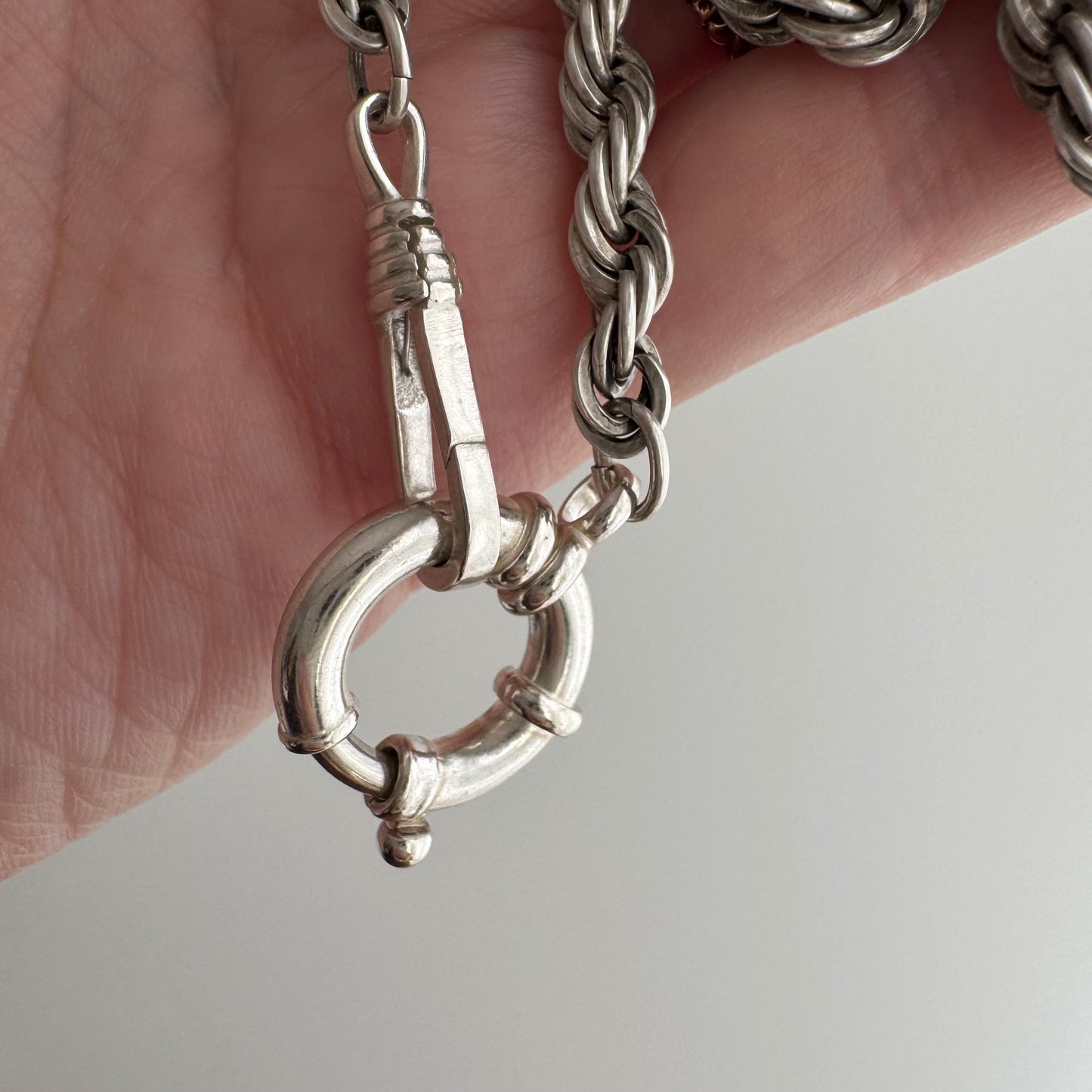 reimagined V I N T A G E // modern day watch chain / re-worked sterling silver chunky rope chain necklace / almost 26", 46.8g
