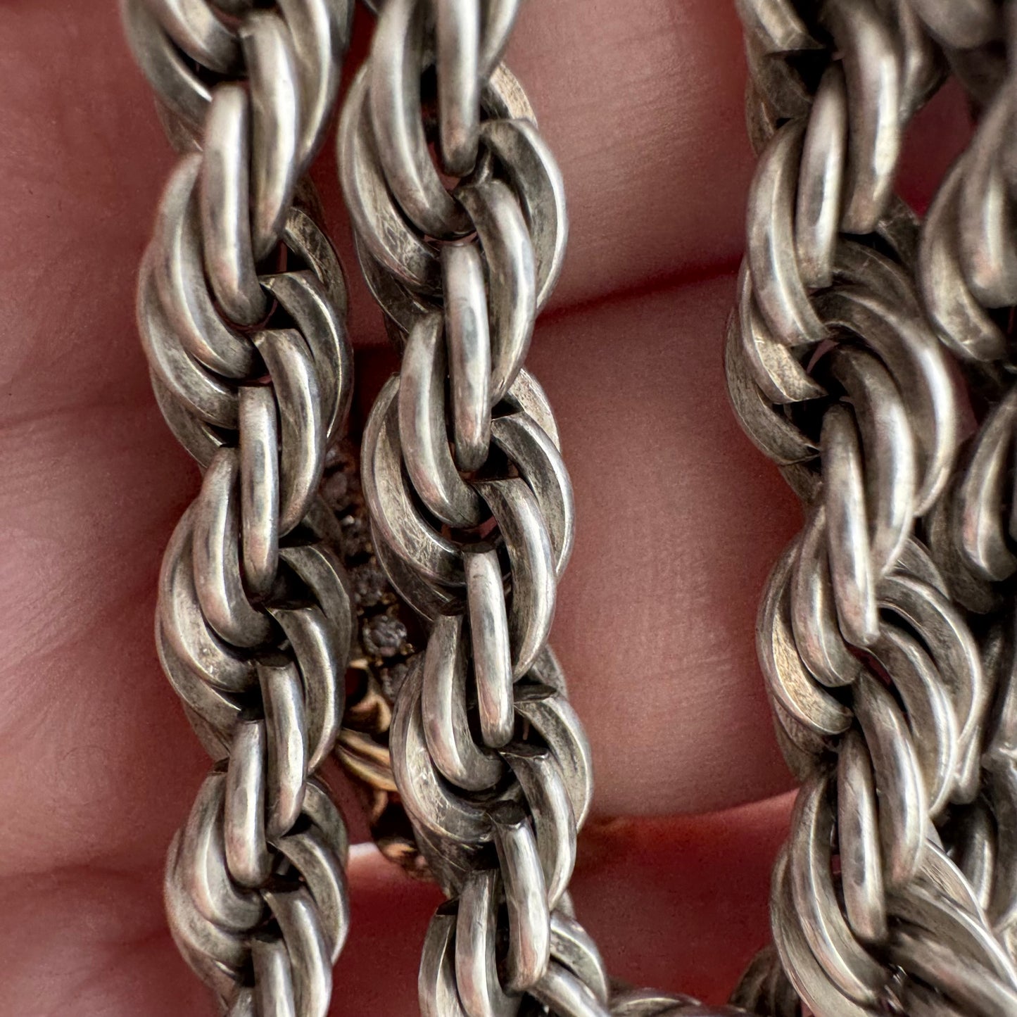 reimagined V I N T A G E // modern day watch chain / re-worked sterling silver chunky rope chain necklace / almost 26", 46.8g