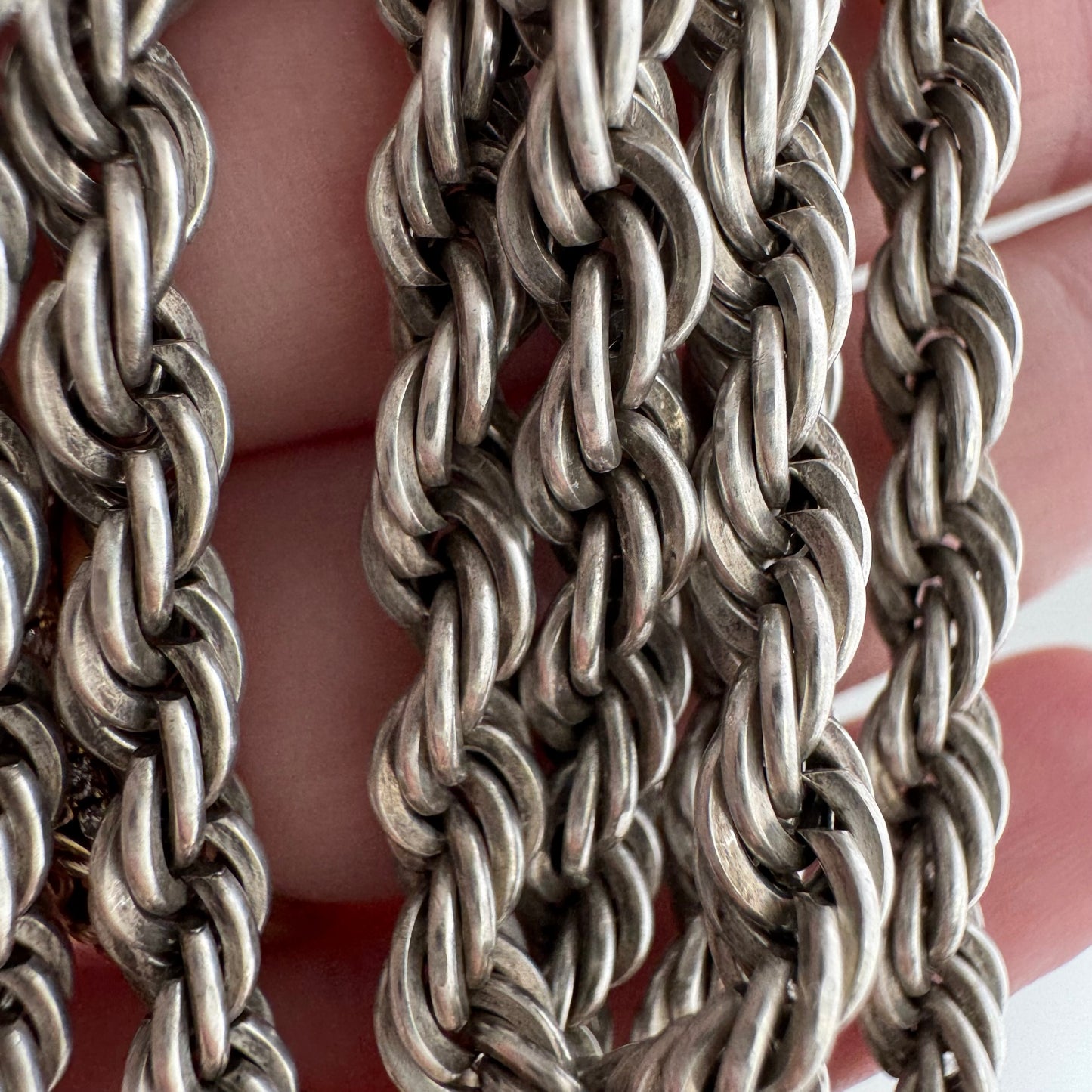 reimagined V I N T A G E // modern day watch chain / re-worked sterling silver chunky rope chain necklace / almost 26", 46.8g