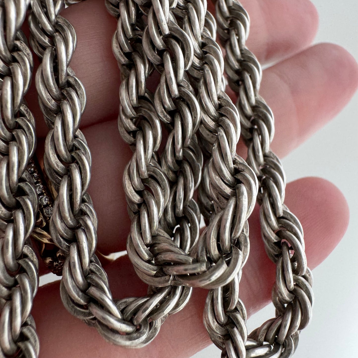 reimagined V I N T A G E // modern day watch chain / re-worked sterling silver chunky rope chain necklace / almost 26", 46.8g