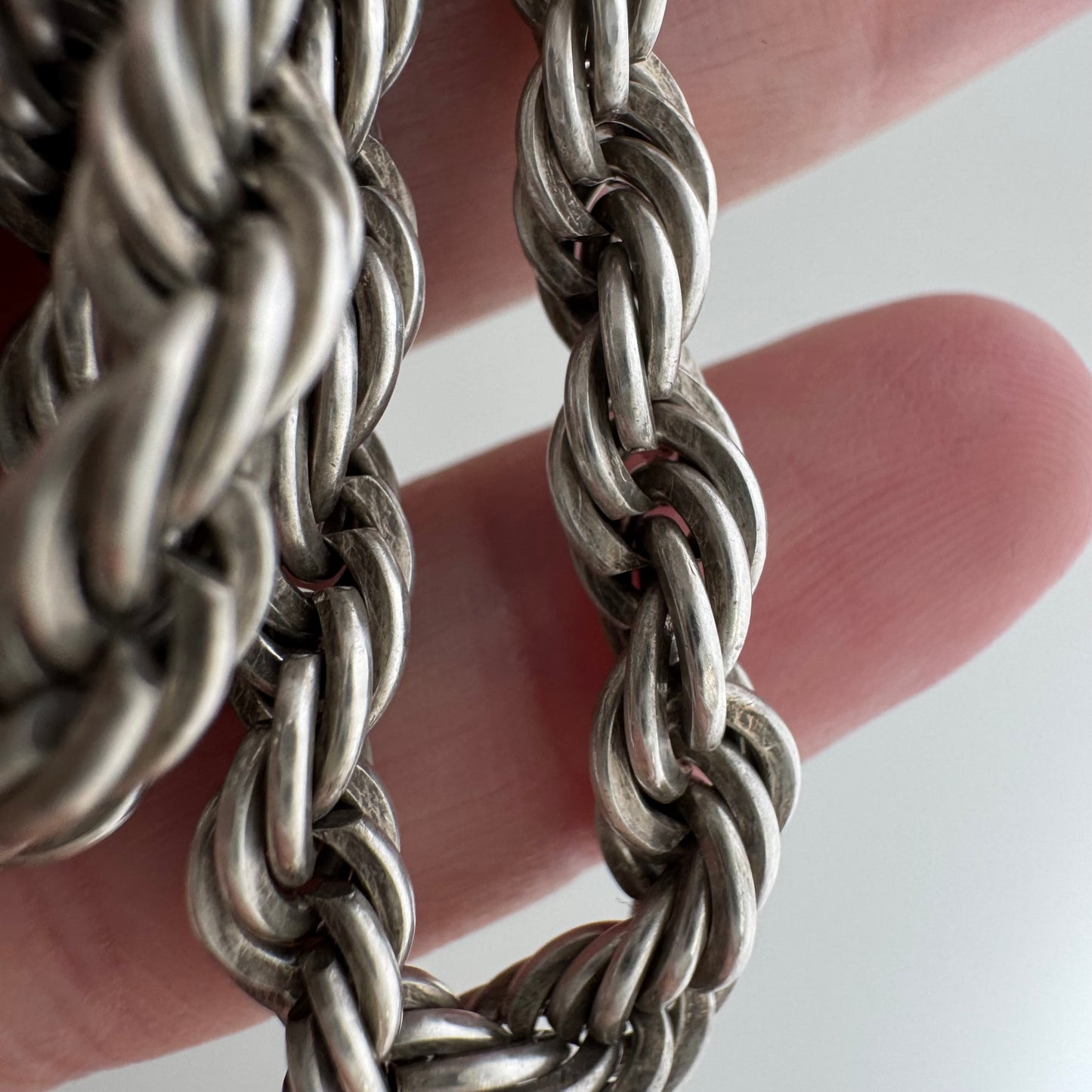reimagined V I N T A G E // modern day watch chain / re-worked sterling silver chunky rope chain necklace / almost 26", 46.8g