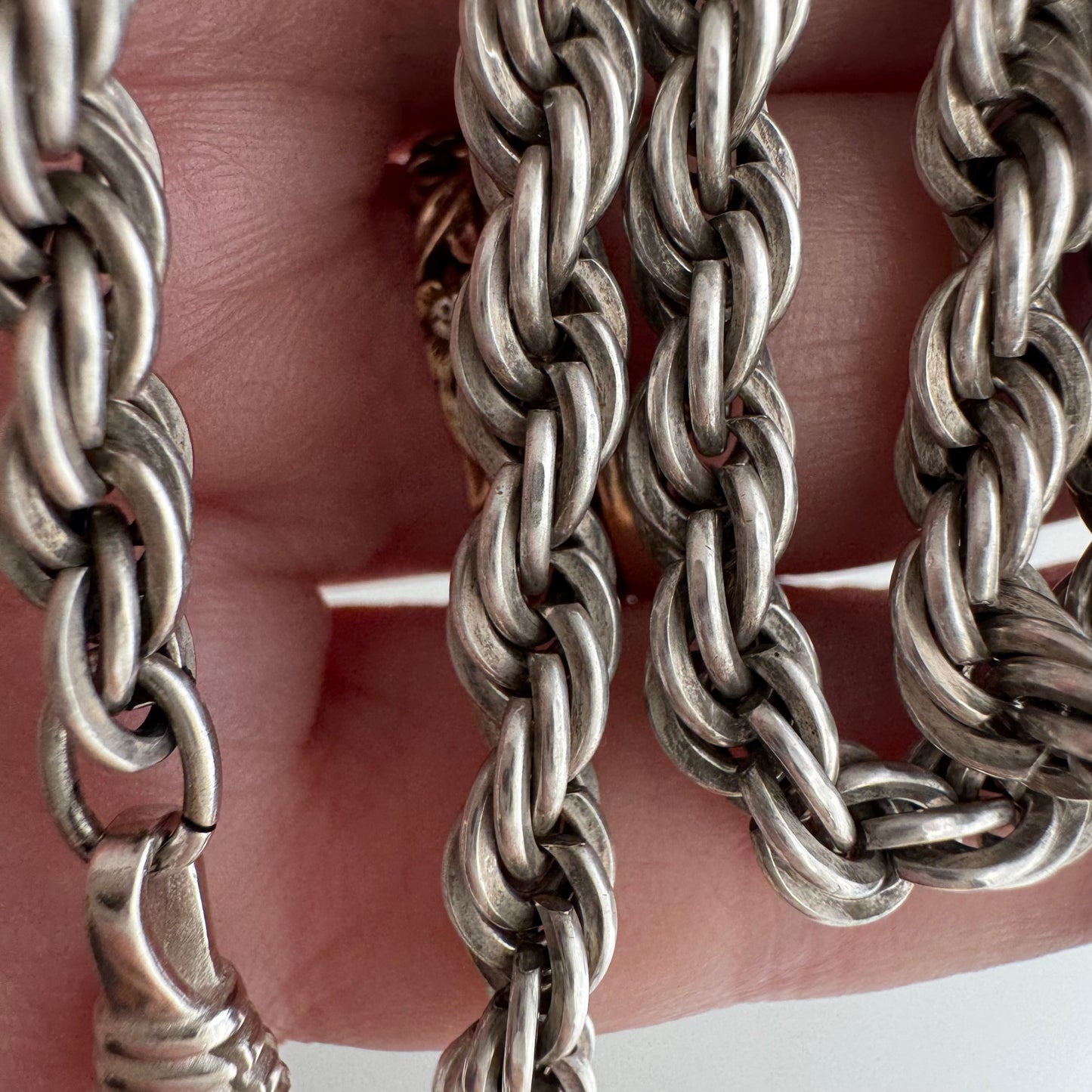 reimagined V I N T A G E // modern day watch chain / re-worked sterling silver chunky rope chain necklace / almost 26", 46.8g