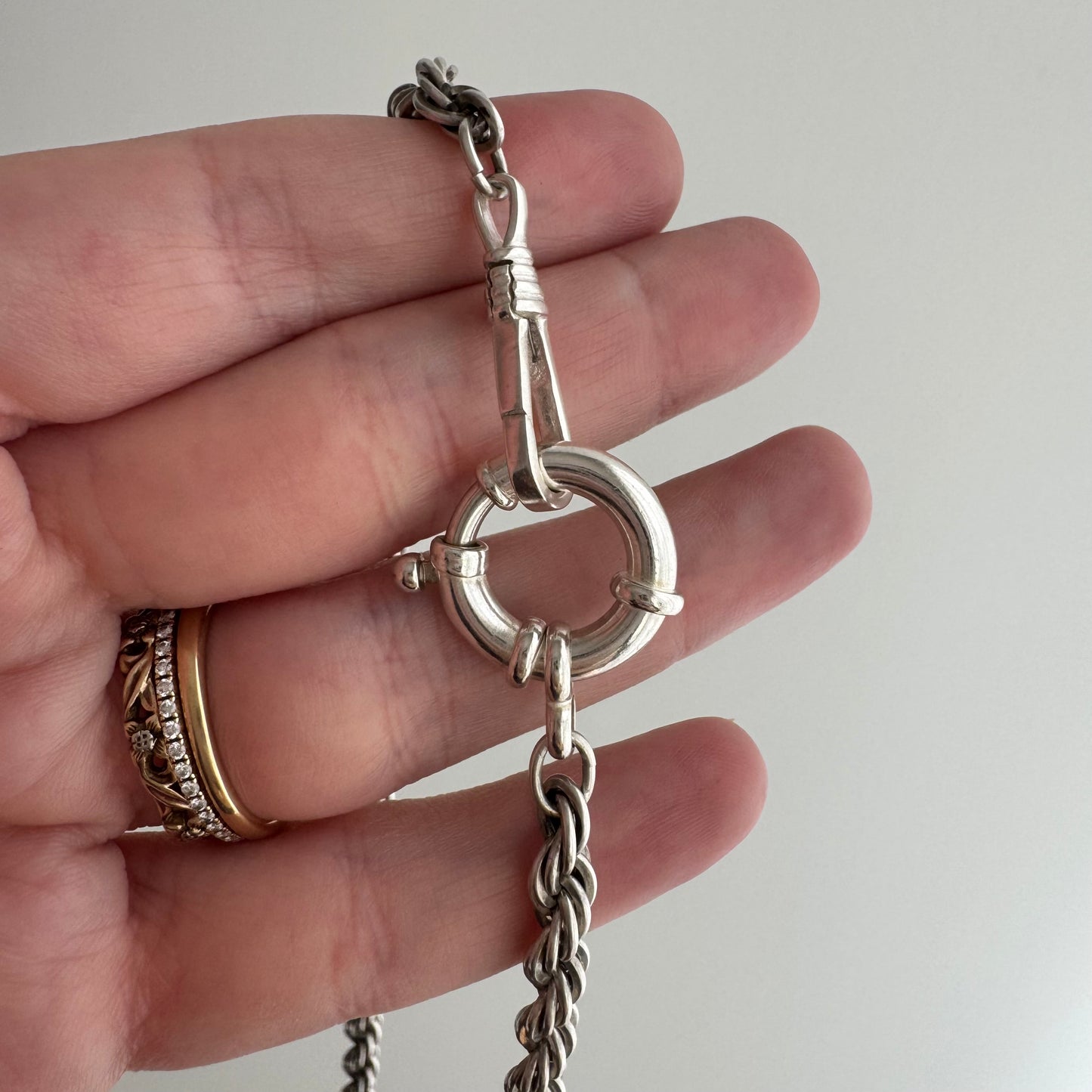 reimagined V I N T A G E // modern day watch chain / re-worked sterling silver chunky rope chain necklace / almost 26", 46.8g