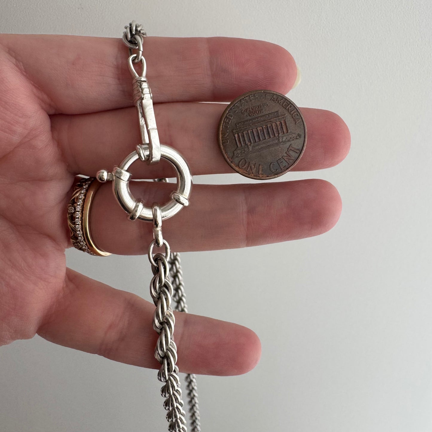 reimagined V I N T A G E // modern day watch chain / re-worked sterling silver chunky rope chain necklace / almost 26", 46.8g