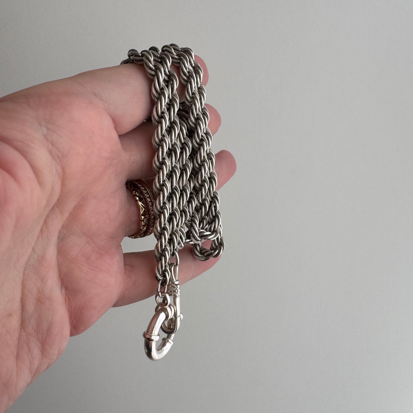 reimagined V I N T A G E // modern day watch chain / re-worked sterling silver chunky rope chain necklace / almost 26", 46.8g