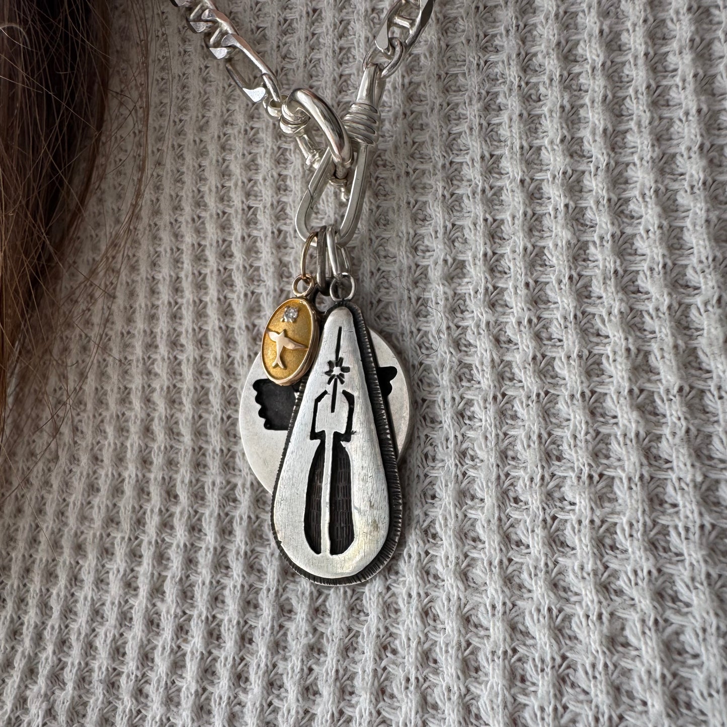 reimagined V I N T A G E // toward sparkle / 10k yellow gold bird / service pin conversion pendant