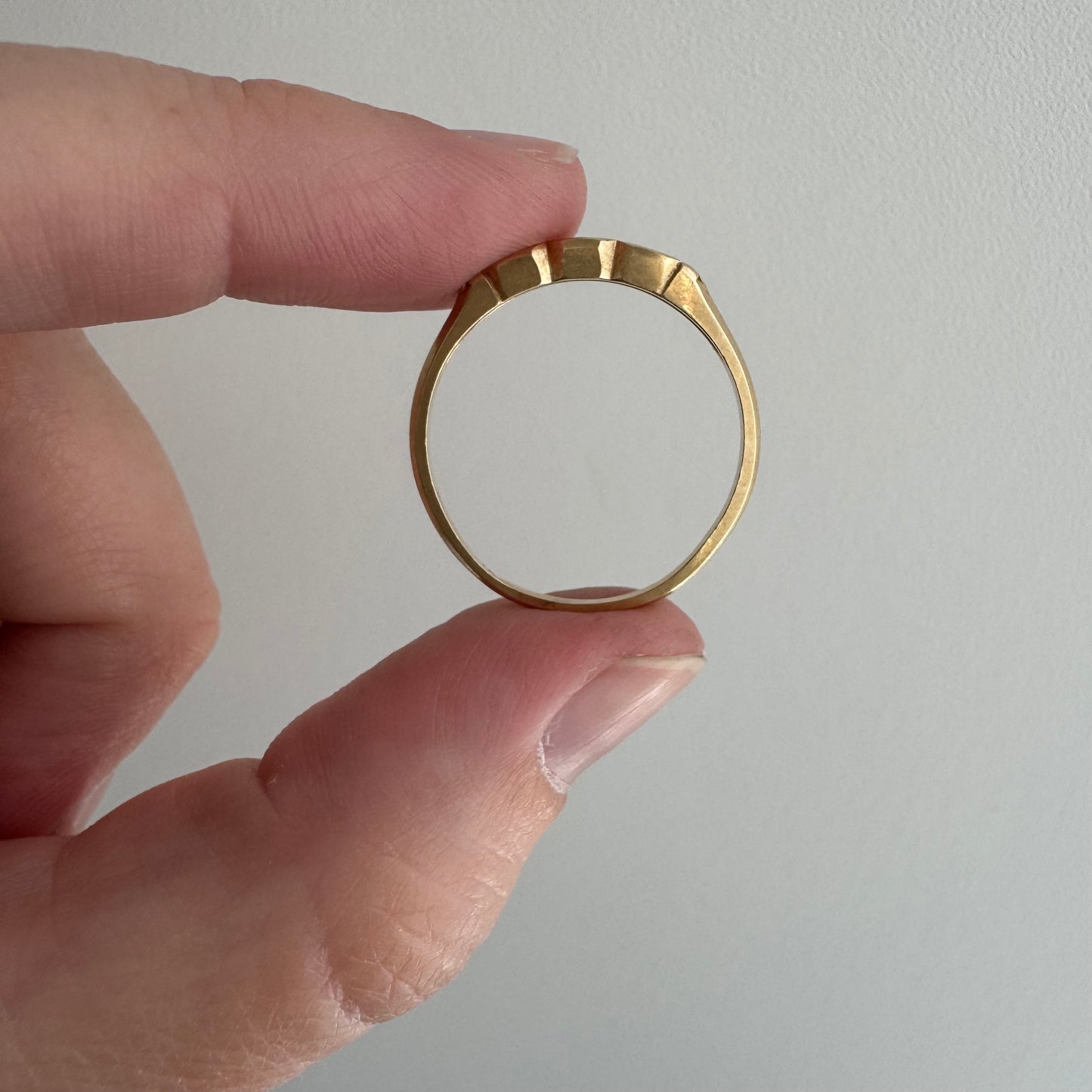 V I N T A G E // and your third eye / 14k and diamond east west navette eye diamond trilogy band / size 9