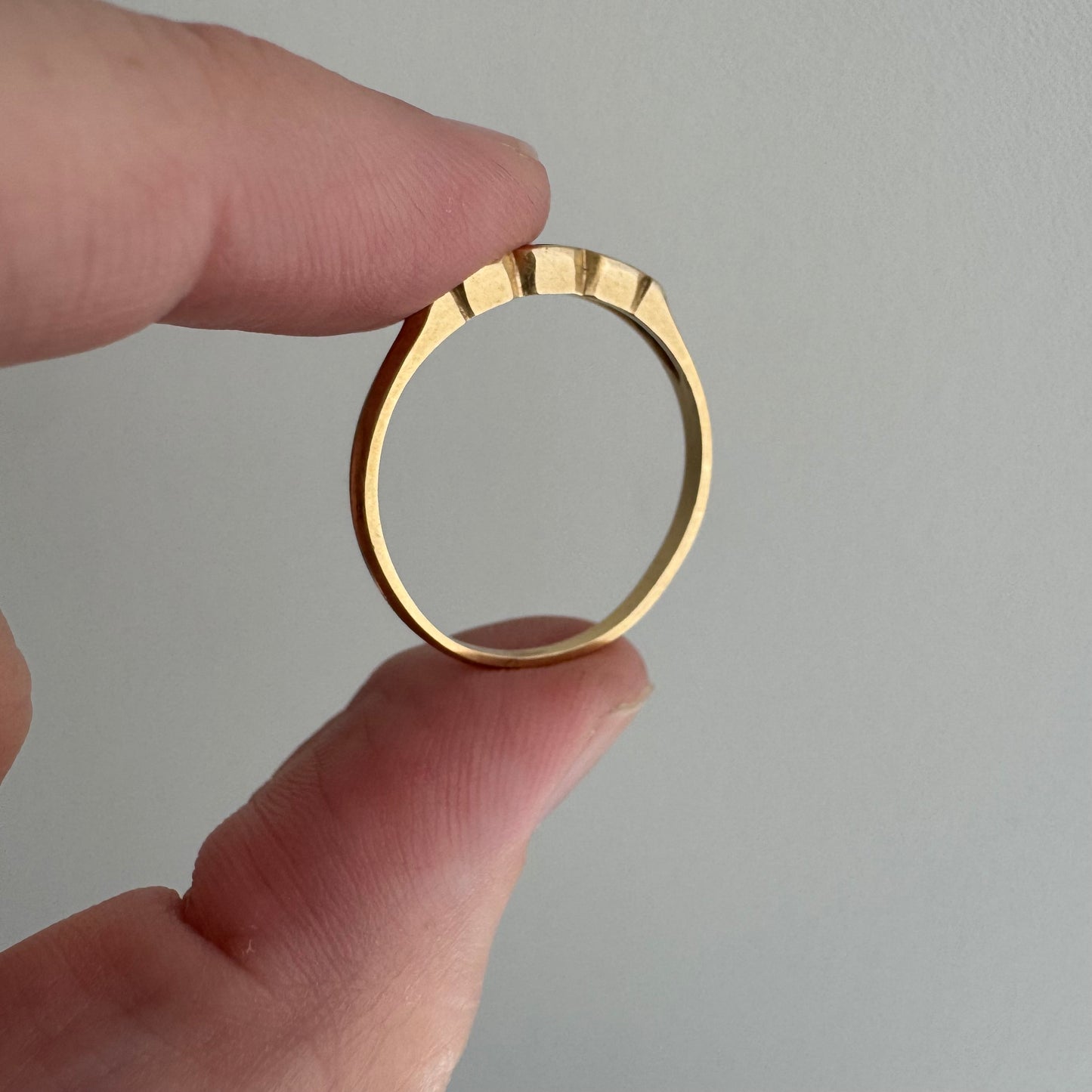 V I N T A G E // and your third eye / 14k and diamond east west navette eye diamond trilogy band / size 9