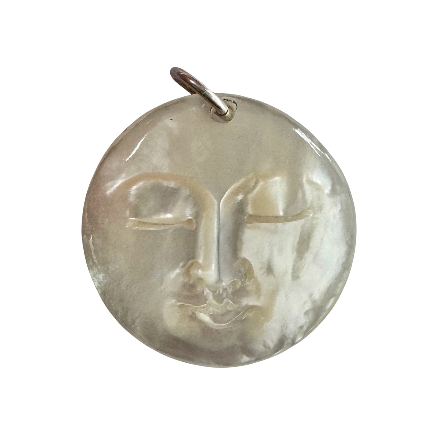 V I N T A G E // 1970s moon / carved mother of pearl moon / a pendant