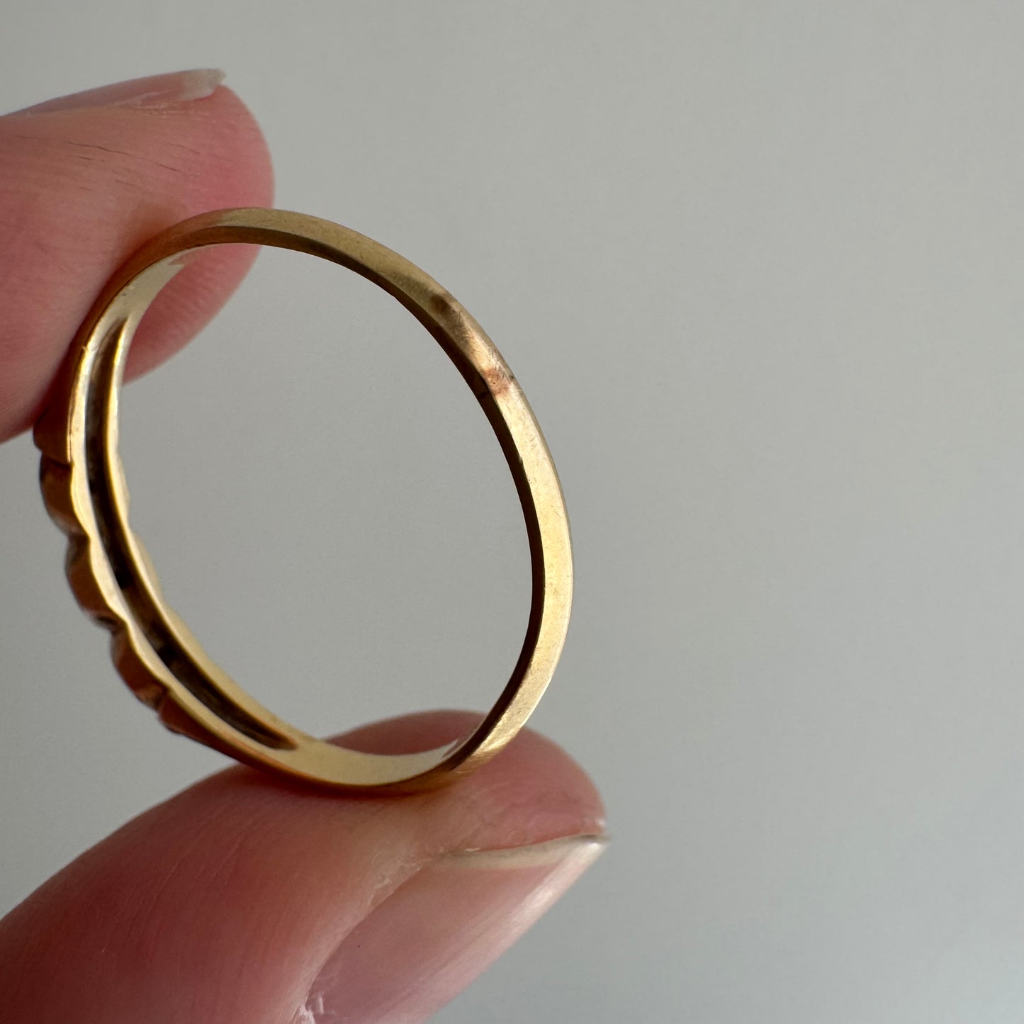 V I N T A G E // and your third eye / 14k and diamond east west navette eye diamond trilogy band / size 9