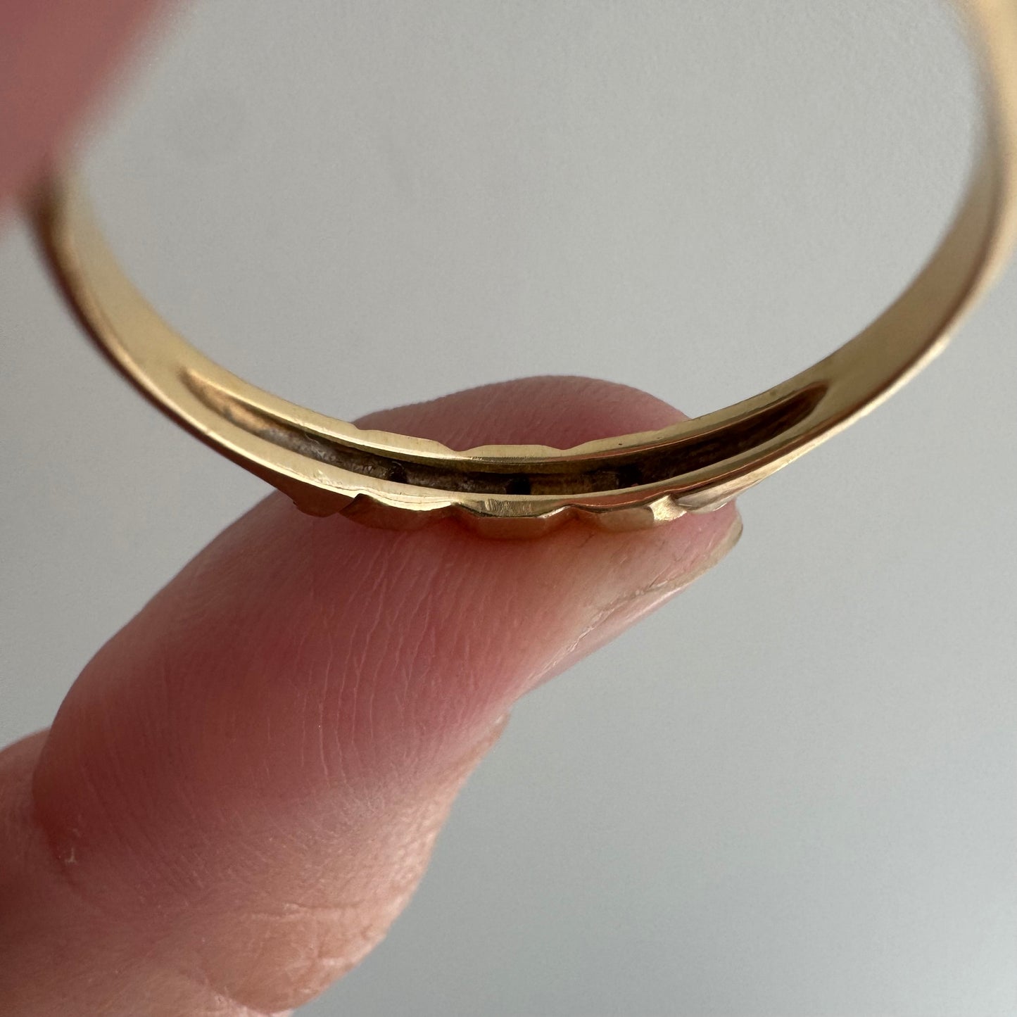 V I N T A G E // and your third eye / 14k and diamond east west navette eye diamond trilogy band / size 9