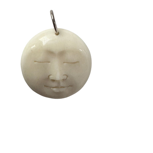 V I N T A G E // 1970s moon / carved bone moon with new sterling silver bail / a pendant