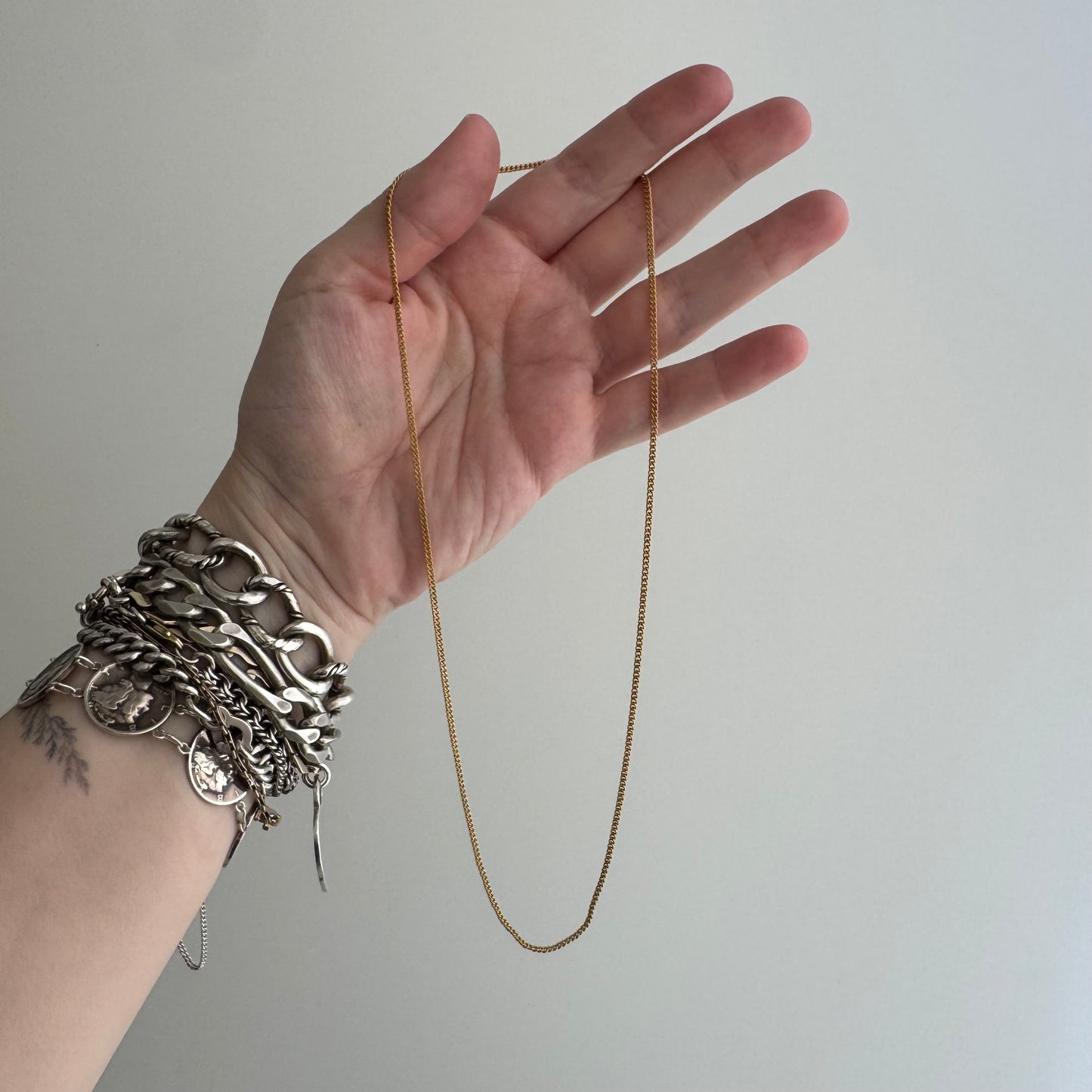 V I N T A G E // dainty, sturdy curb / 10k solid gold tight narrow curb chain necklace / 18"+, 3.5g