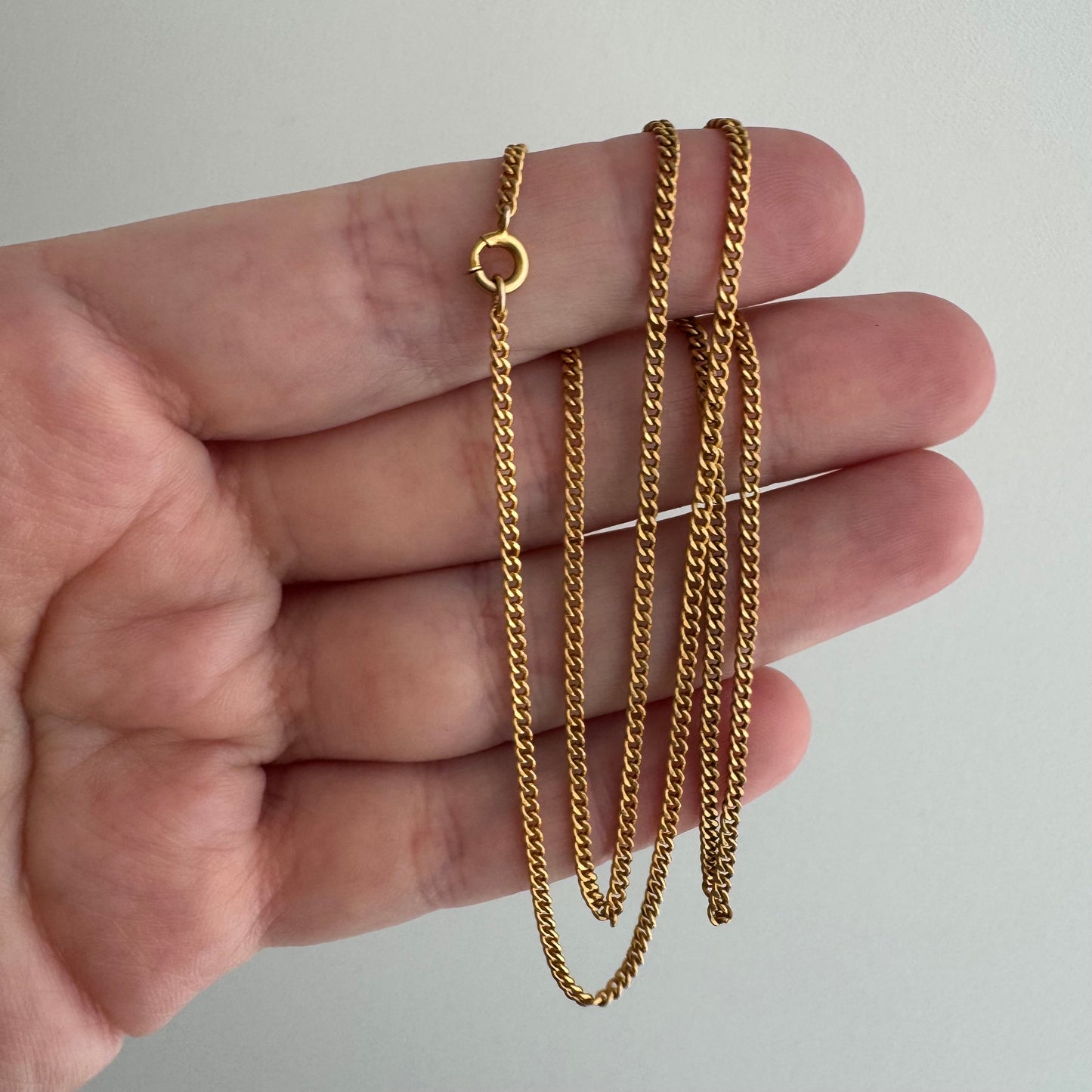 V I N T A G E // dainty, sturdy curb / 10k solid gold tight narrow curb chain necklace / 18"+, 3.5g