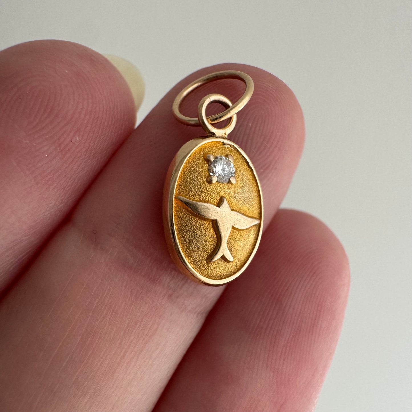 reimagined V I N T A G E // toward sparkle / 10k yellow gold bird / service pin conversion pendant