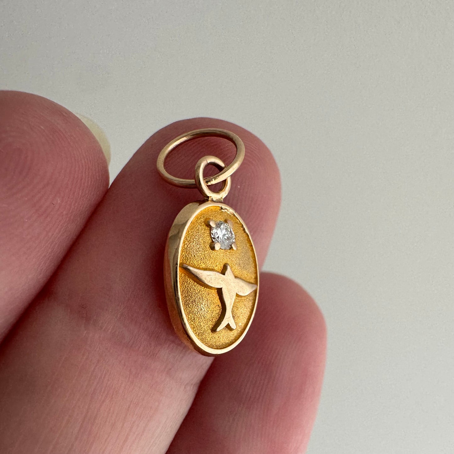 reimagined V I N T A G E // toward sparkle / 10k yellow gold bird / service pin conversion pendant