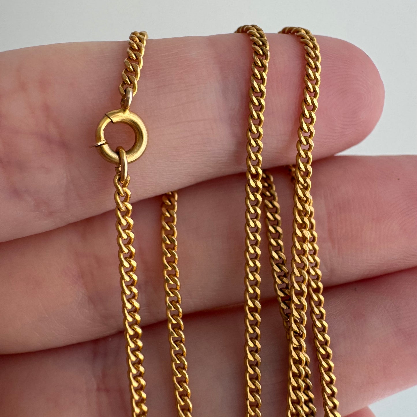 V I N T A G E // dainty, sturdy curb / 10k solid gold tight narrow curb chain necklace / 18"+, 3.5g