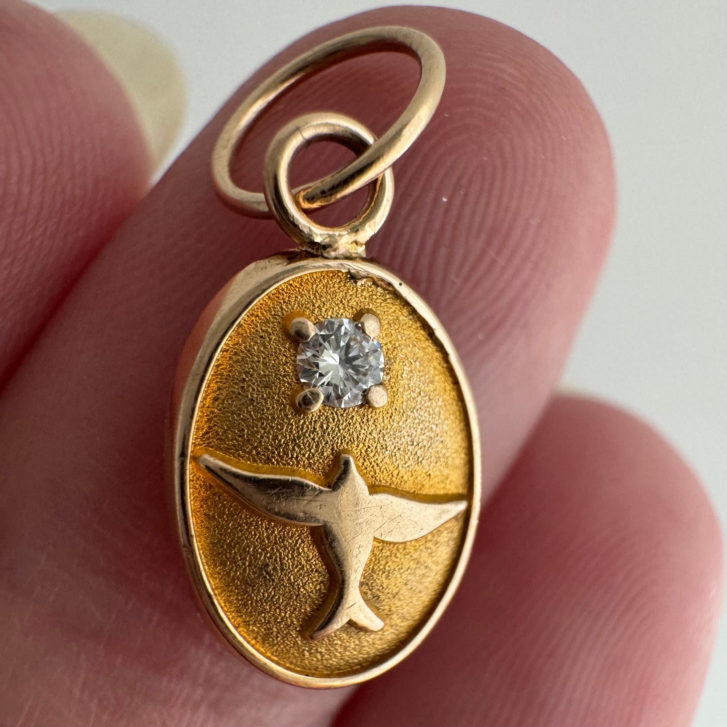 reimagined V I N T A G E // toward sparkle / 10k yellow gold bird / service pin conversion pendant