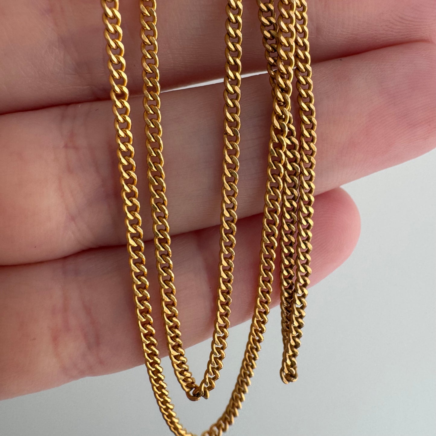 V I N T A G E // dainty, sturdy curb / 10k solid gold tight narrow curb chain necklace / 18"+, 3.5g